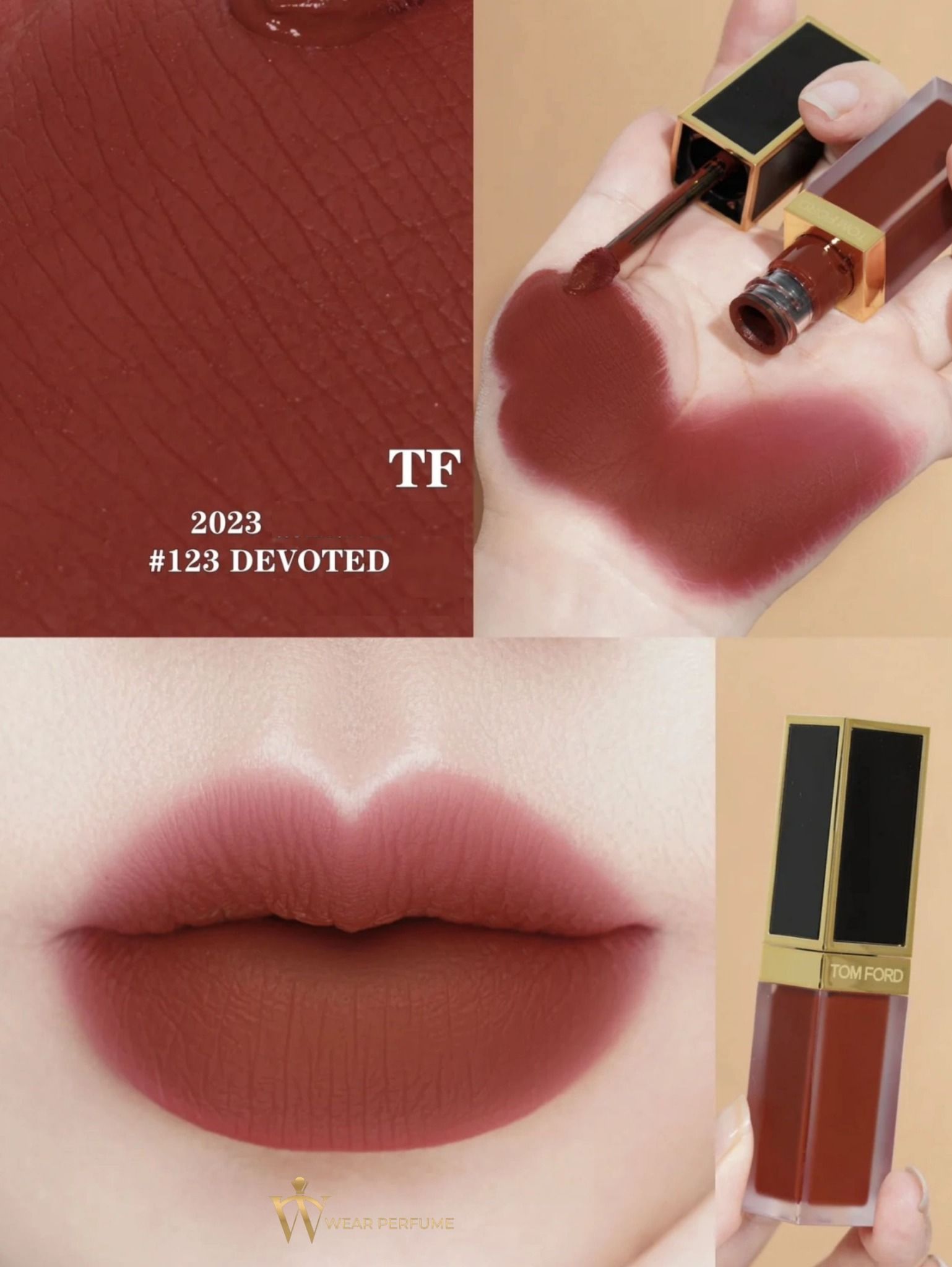  Son Kem Tom Ford Liquid Lip Luxe Matte 123 Devoted – Màu Đỏ Đất 
