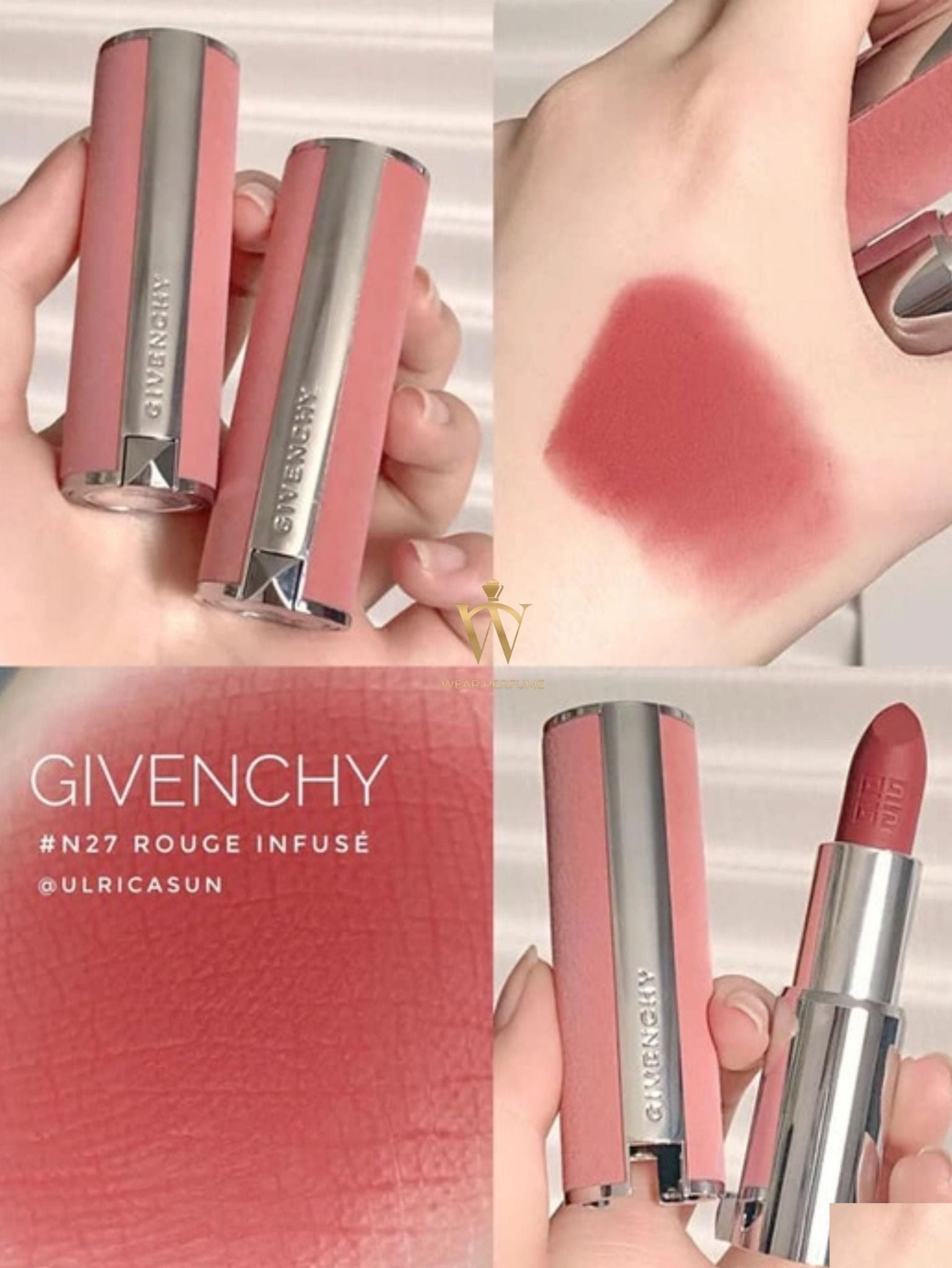  Son Givenchy Le Rouge Sheer Velvet 27 Rouge Infusé - Màu Đỏ Hồng 