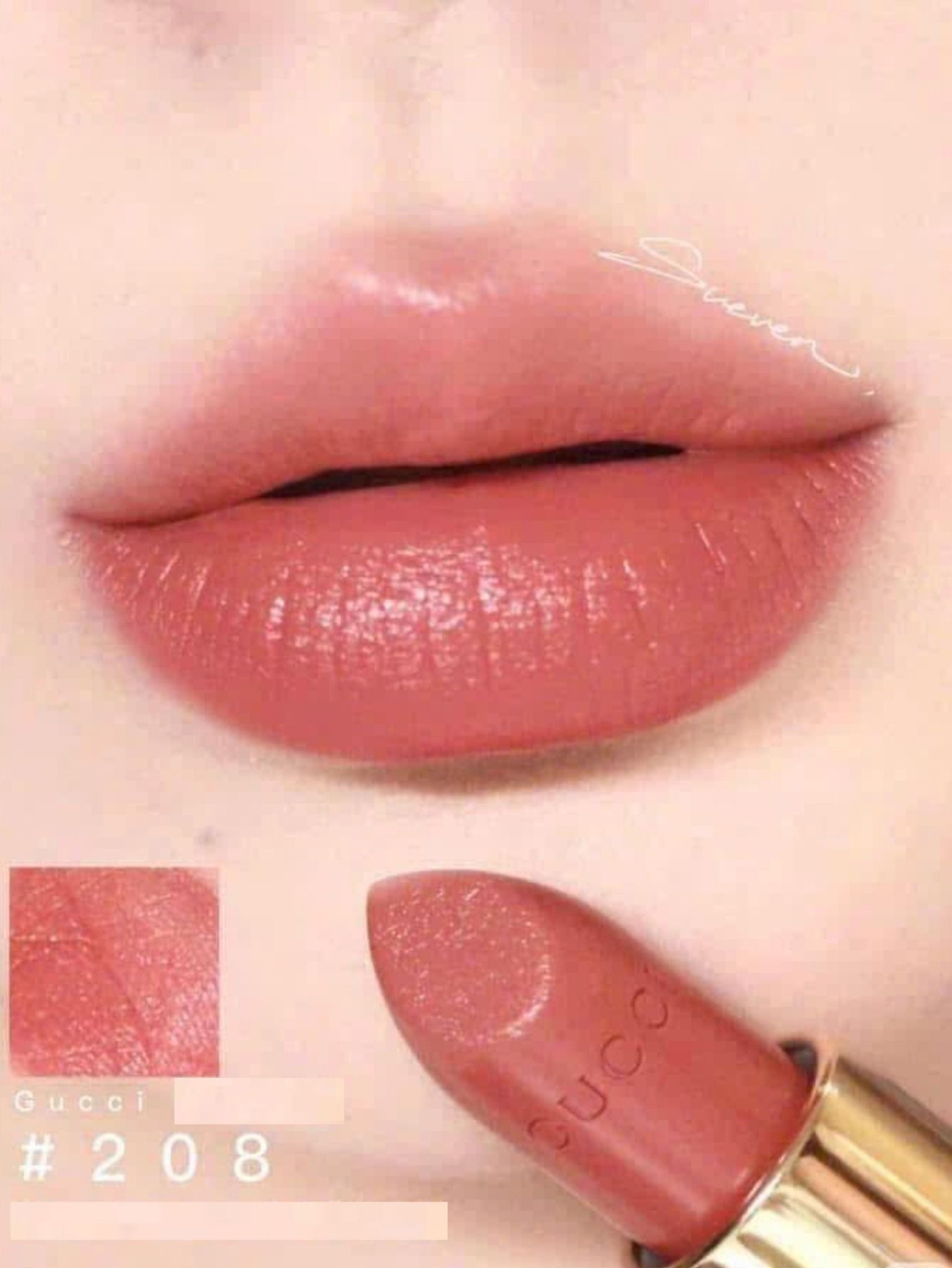  Son Gucci 208 They Met In Argentina, Rouge À Lèvres Satin Lipstick - Màu Hồng Cam 