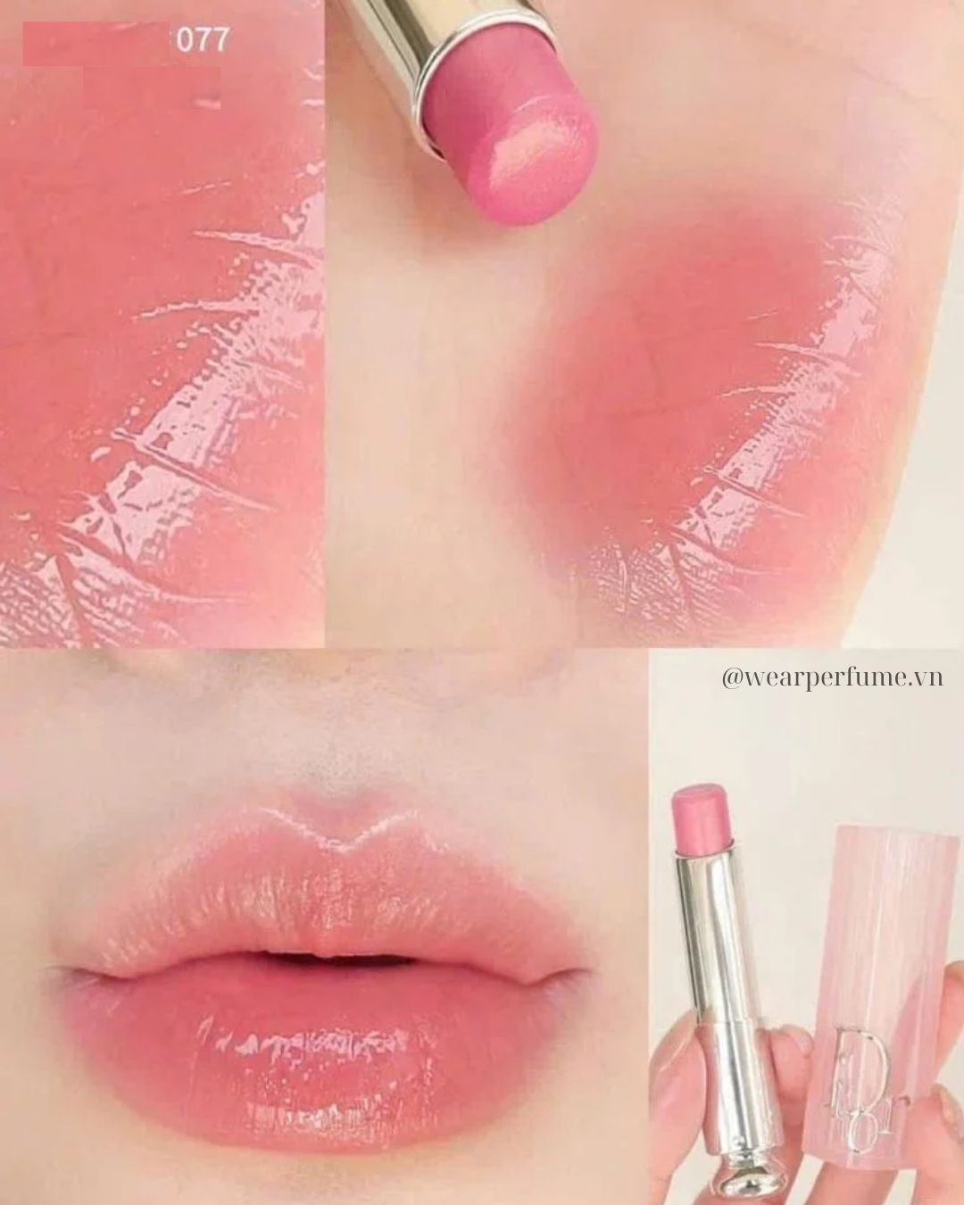  Son Dưỡng Dior Addict Lip Glow Màu 077 Candy (2025) - Màu Hồng Cam Baby 