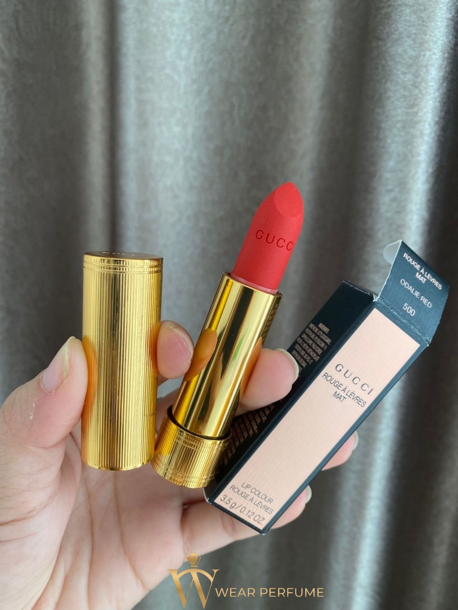  Son Lì Gucci Rouge À Lèvres Voile Mat Màu 500 Odalie Red - Đỏ Cam 