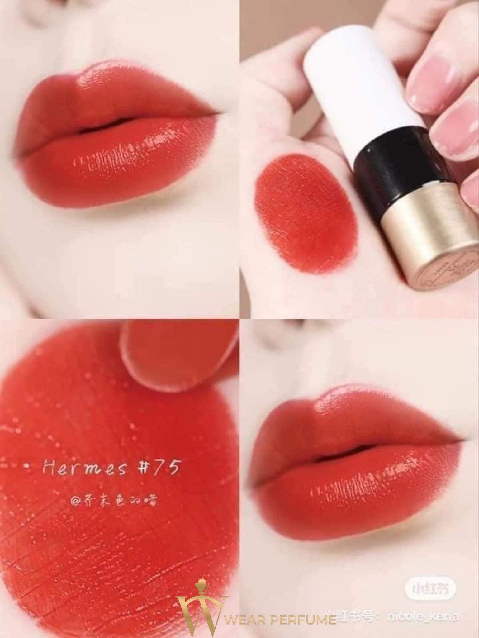  Son Hermes Satin Màu 75 Rouge Amazone - Đỏ Cam Cháy 