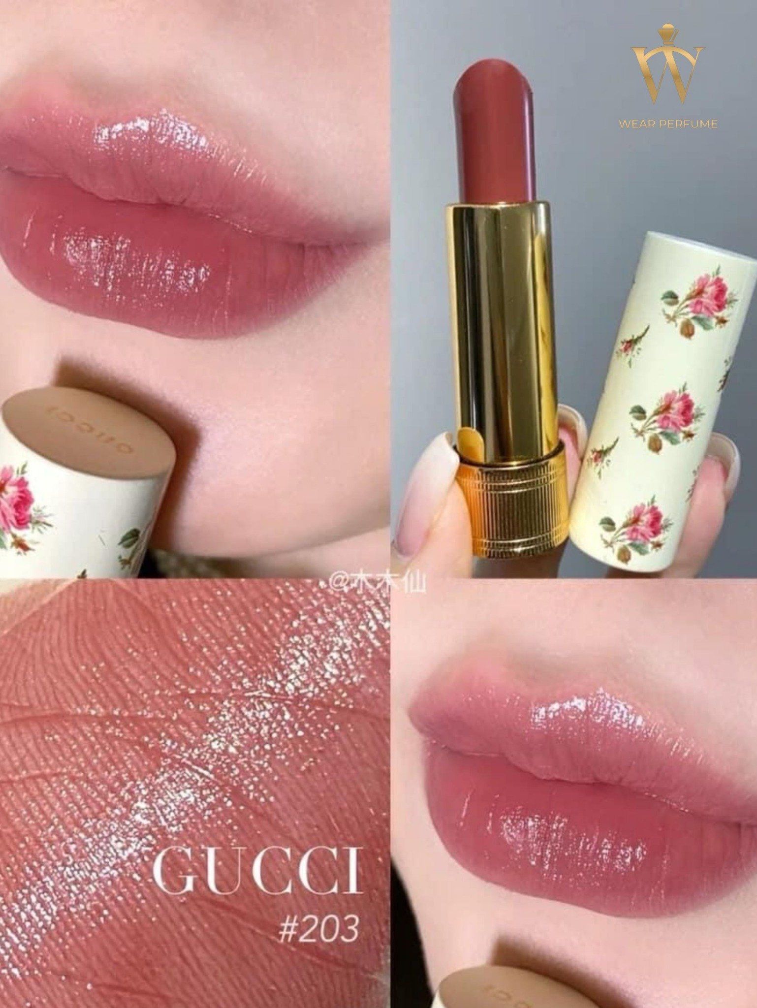  Son Gucci Rouge À Lèvres Voile Lipstick 203 Mildred Rosewood - Hồng Đỏ Đất 