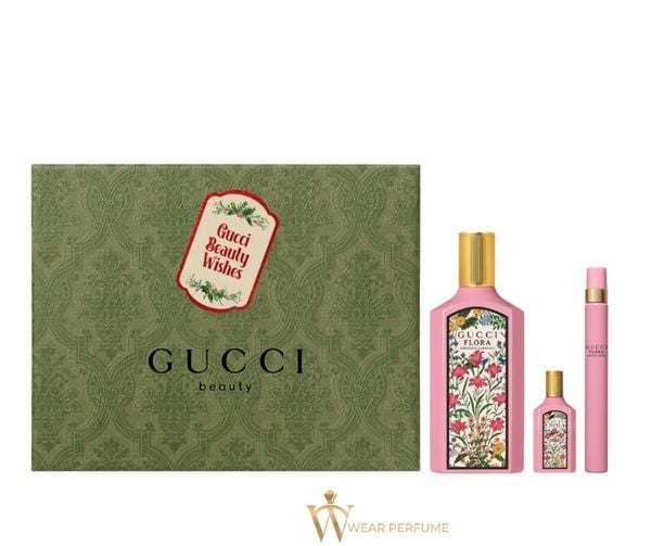  Gift Set Gucci Flora Gorgeous Gardenia Eau de Parfum 3pcs ( EDP 100ml & EDP 5ml & EDP 10ml ) 