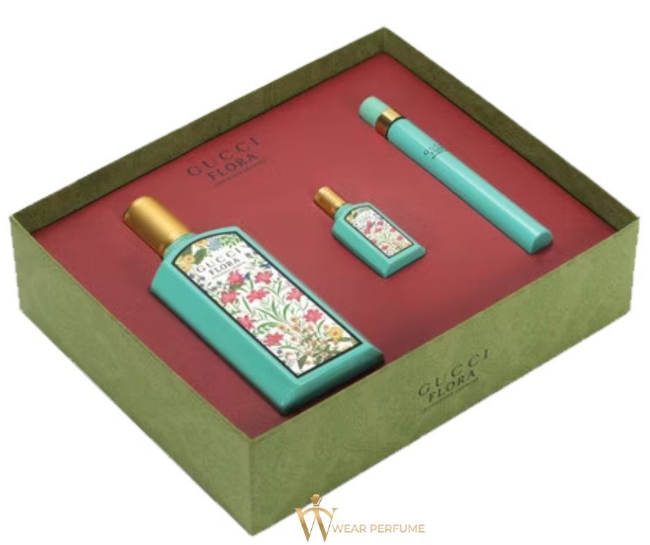  Gift Set Gucci Flora Gorgeous Jasmine 3pcs (EDP 100ml + EDP 5ml + EDP 10ml) 