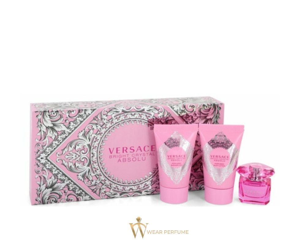  Set Nước Hoa Versace Bright Crystal Absolu 5ml + Sữa Tắm 25ml + Dưỡng Thể 25ml 