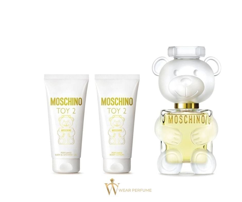 Set Nước Hoa Nữ Moschino Toy 2 Gấu Trắng Mini ( Nước hoa 5ml + Dưỡng Thể 25ml + Sữa Tắm 25ml) 