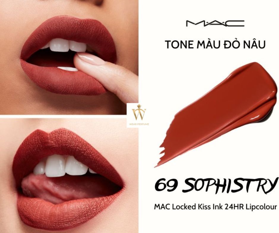  Son MAC 69 Sophistry Locked Kiss Ink 24HR - Màu Đỏ Nâu 