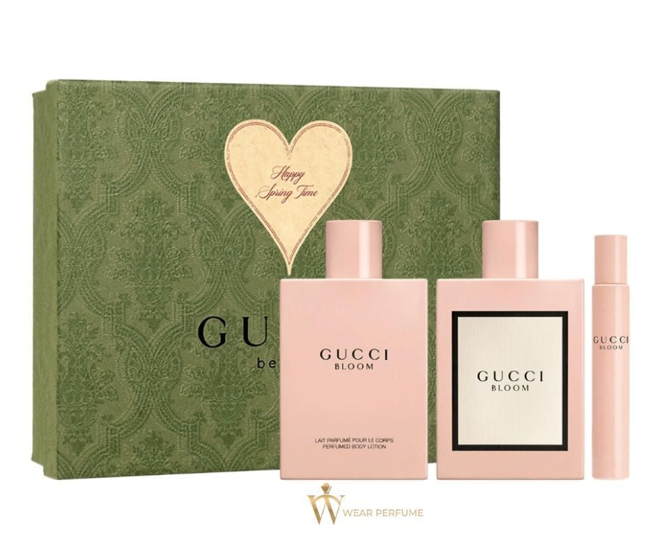  Gift Set Gucci Bloom 3pcs ( EDP 100ml & Lotion Dưỡng Da 100ml & EDP 10ml ) 