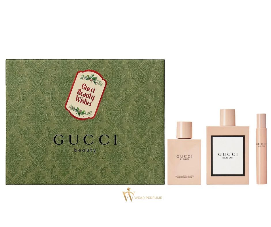 Gift Set Gucci Bloom 3pcs ( EDP 100ml & Lotion Dưỡng Da 100ml & EDP 10ml ) 
