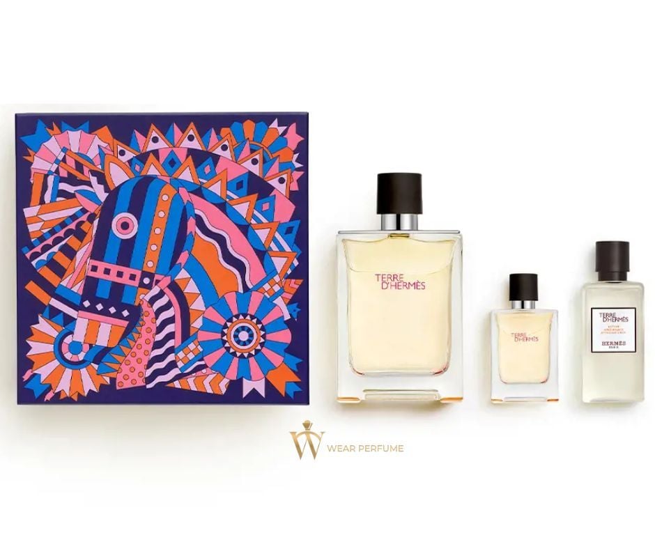  GiftSet Nước Hoa Hermes Terre D'Hermes Parfum (75ML+12.5ML+40ML) 