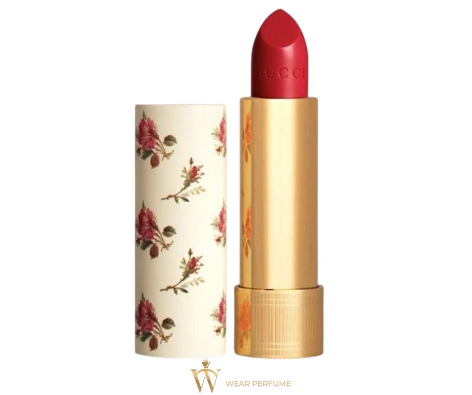  Son Gucci Rouge À Lèvres Voile 25 Goldie Red (Vỏ Hoa) – Màu Đỏ Tươi 
