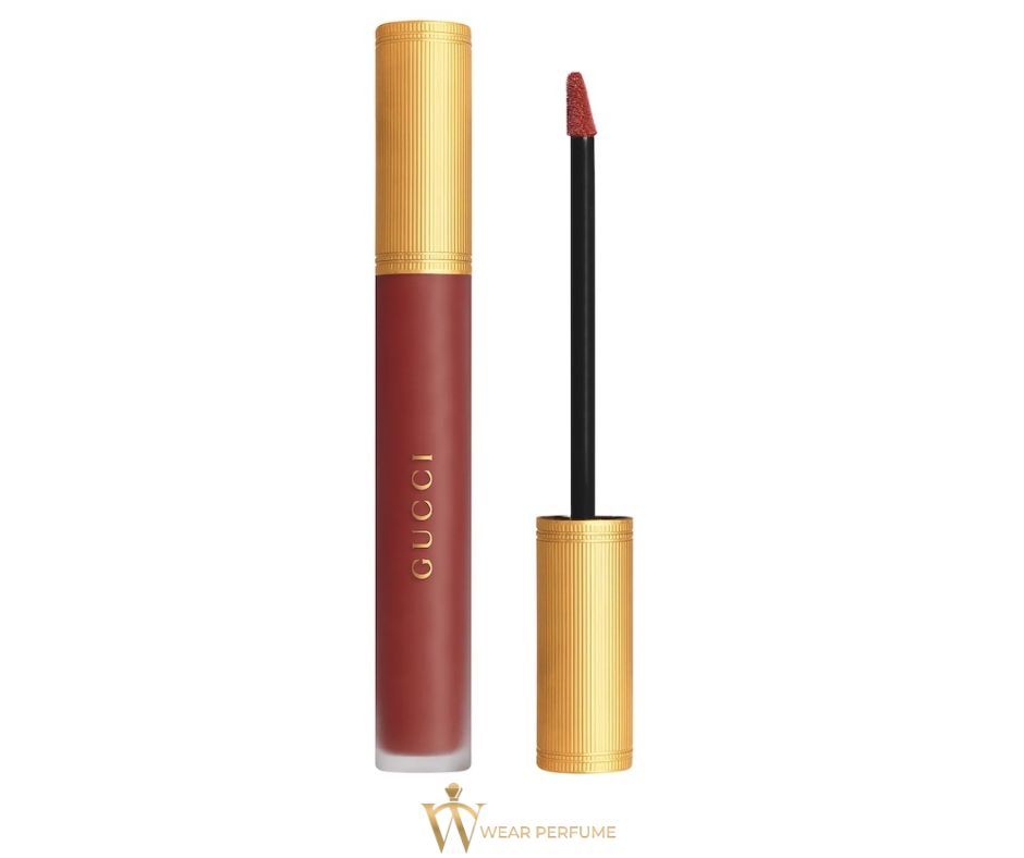  Son Kem Gucci Rouge Liquid Matte 521 Nellie Cherrie (New) – Màu Đỏ Gạch 