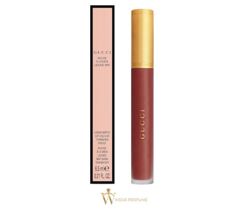  Son Kem Gucci Rouge Liquid Matte 521 Nellie Cherrie (New) – Màu Đỏ Gạch 