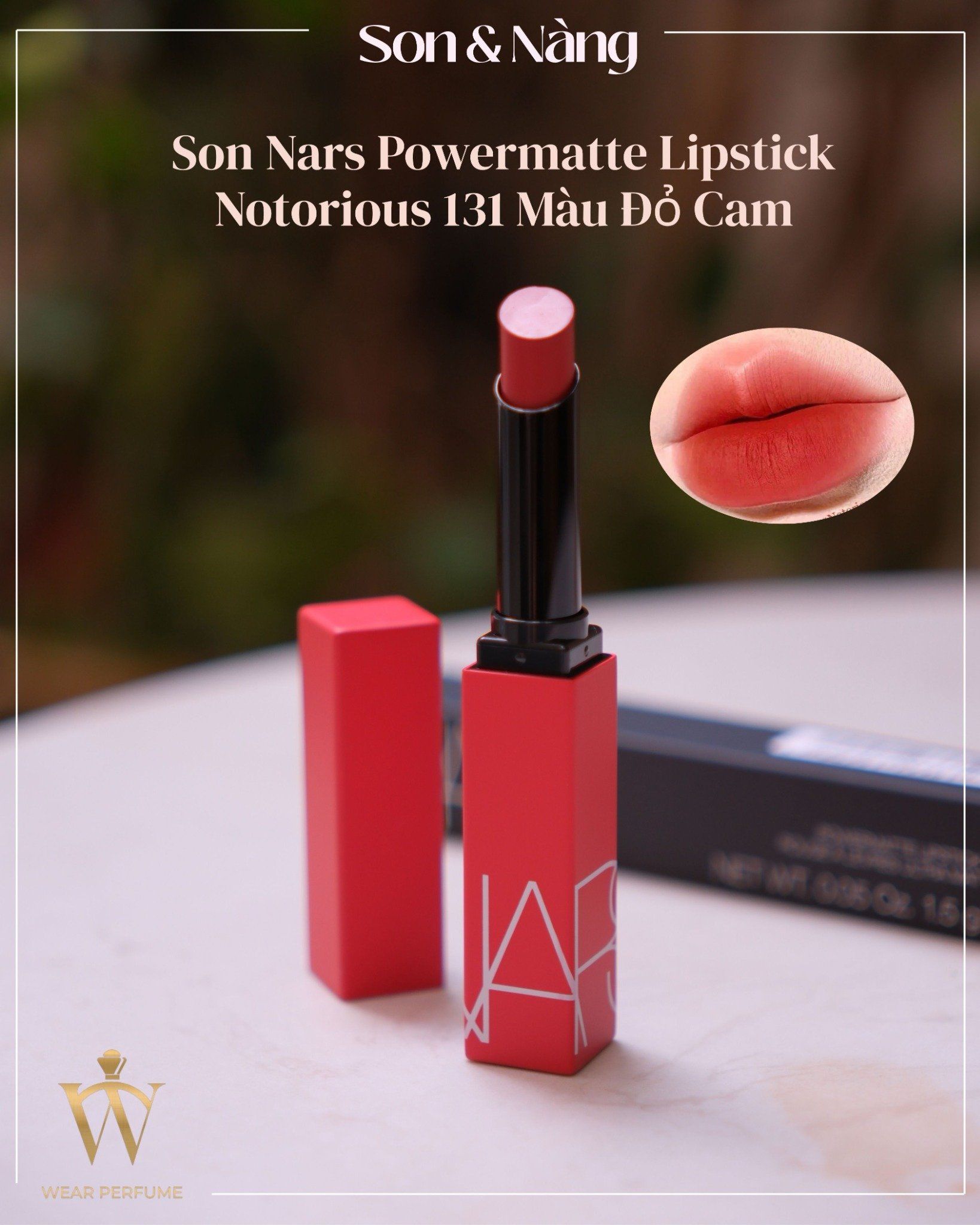  Son Nars Powermatte Lipstick Notorious 131 - Màu Đỏ Cam 