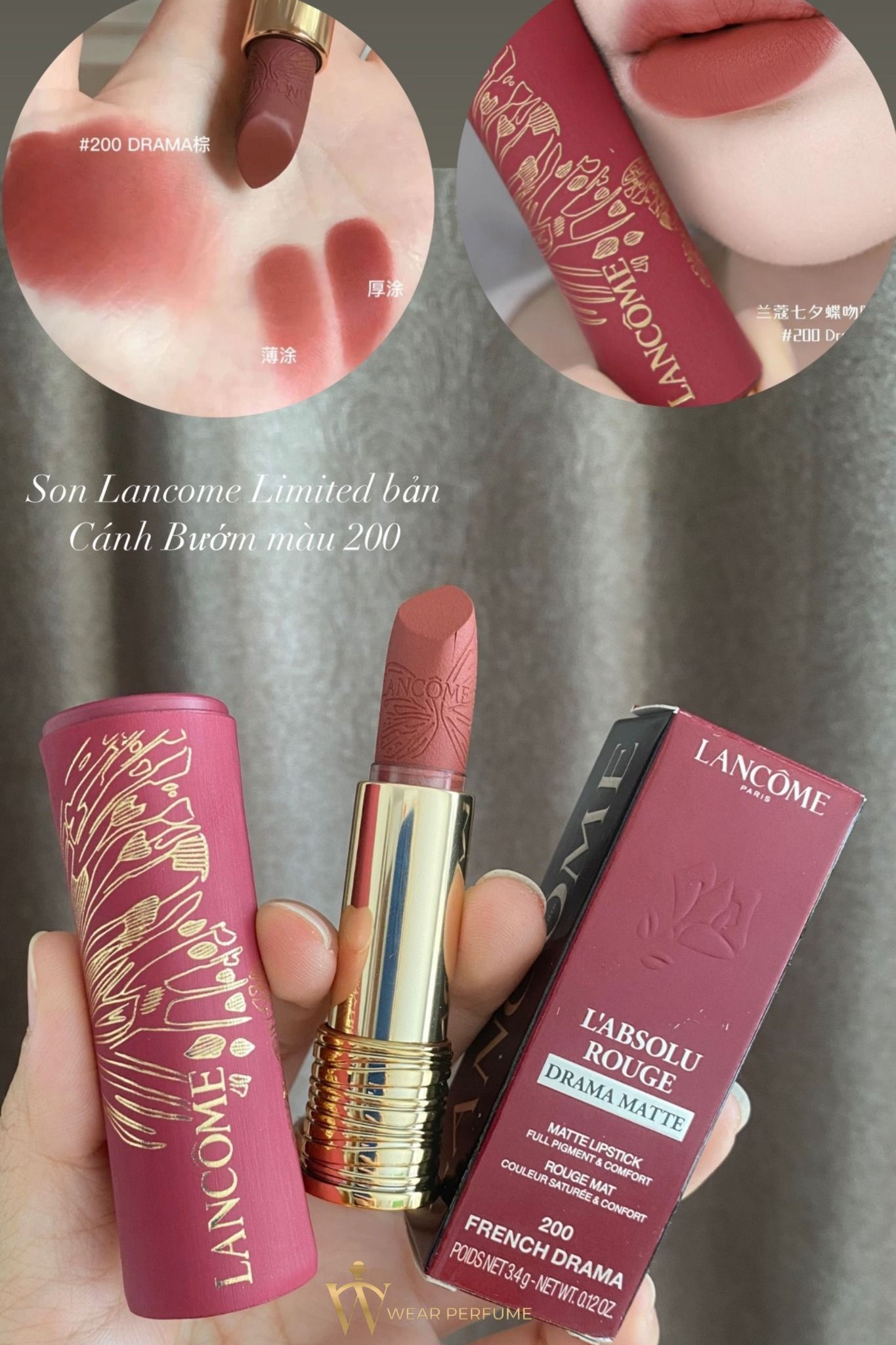  Son Lancome L'absolu Rouge Drama Matte 200 French Drama - Màu Đỏ Nâu Đất 
