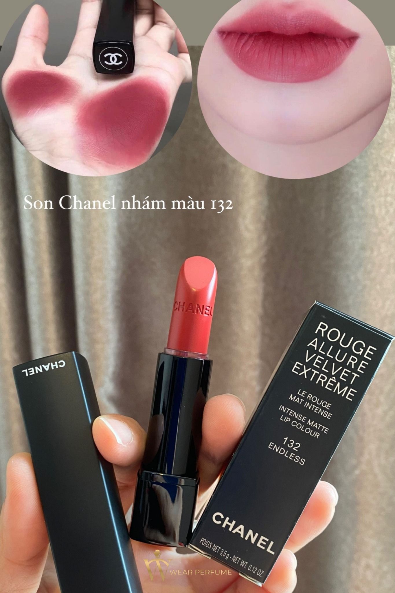  Son Chanel Rouge Allure Velvet Extreme 132 Endless - Màu Hoa Hồng Khô 