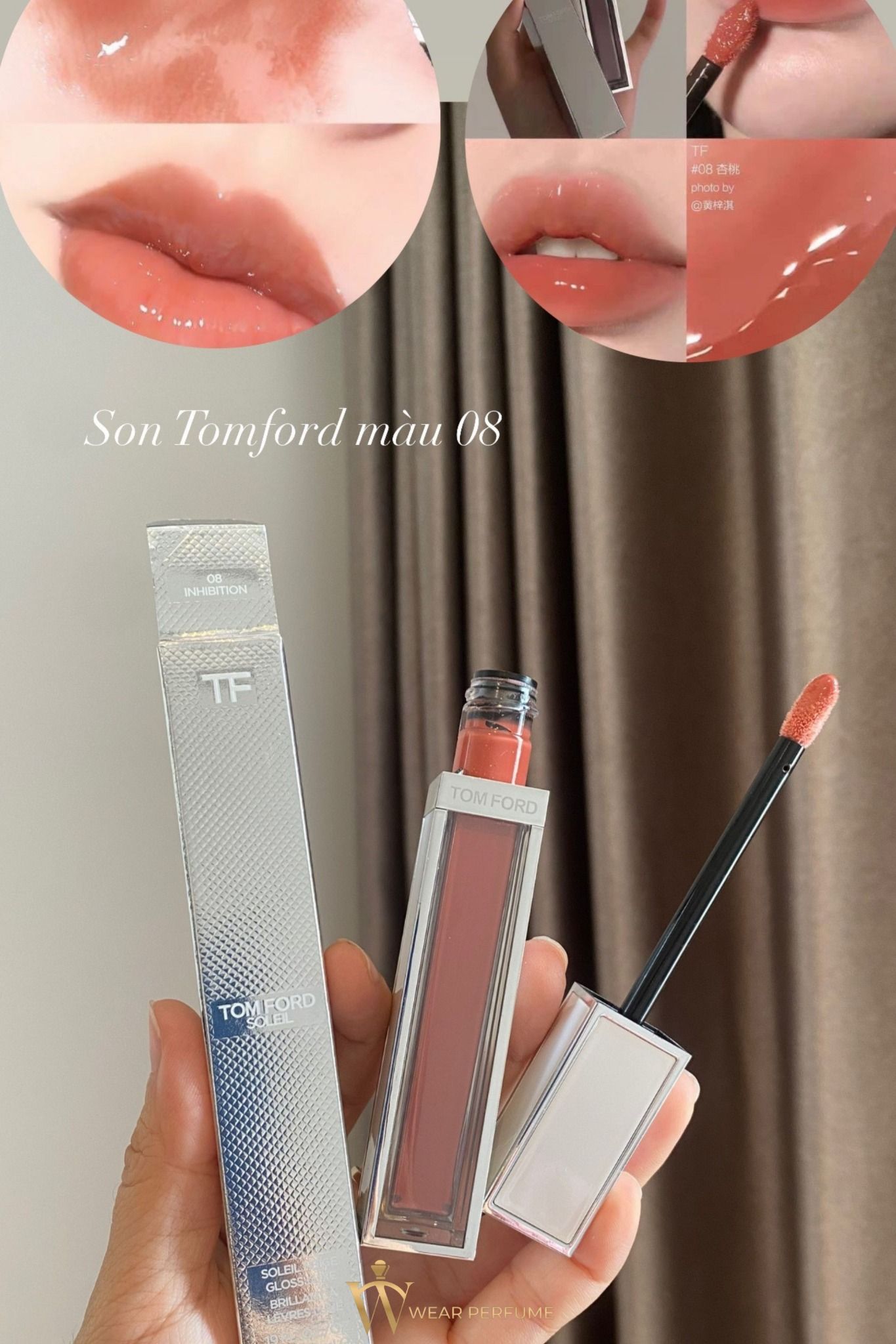  Son Kem Tom Ford Gloss Luxe Lip Gloss 08 Inhibition -  Màu Cam Đất 