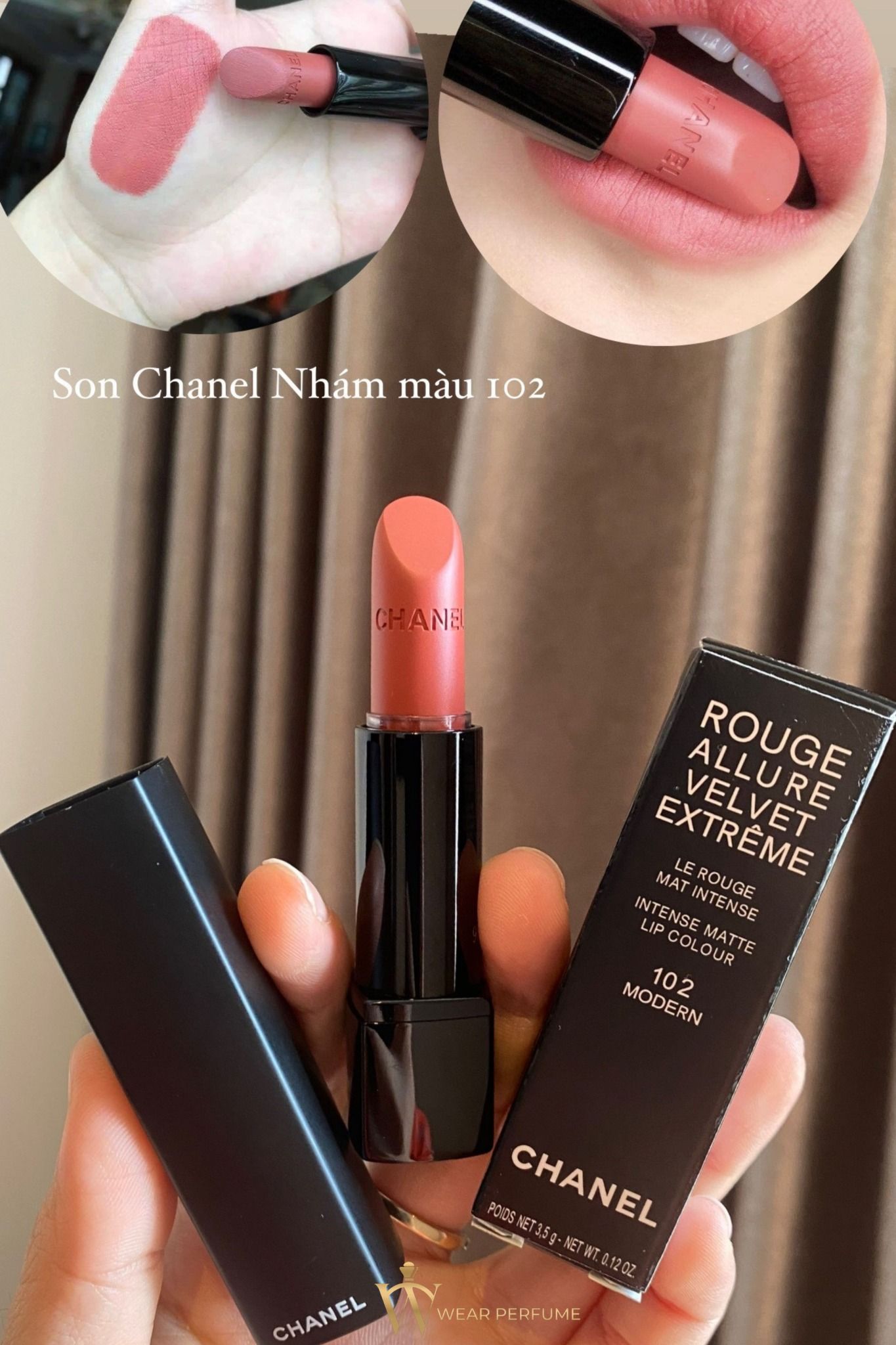  Son Lì Chanel Rouge Allure Velvet Extreme 102 Modern -  Màu Hồng Đất 