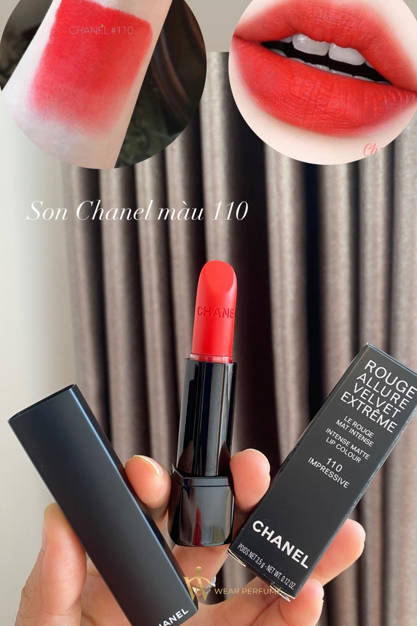  Son Chanel Rouge allure velvet extreme 110 Impressive - Màu Đỏ Cam 