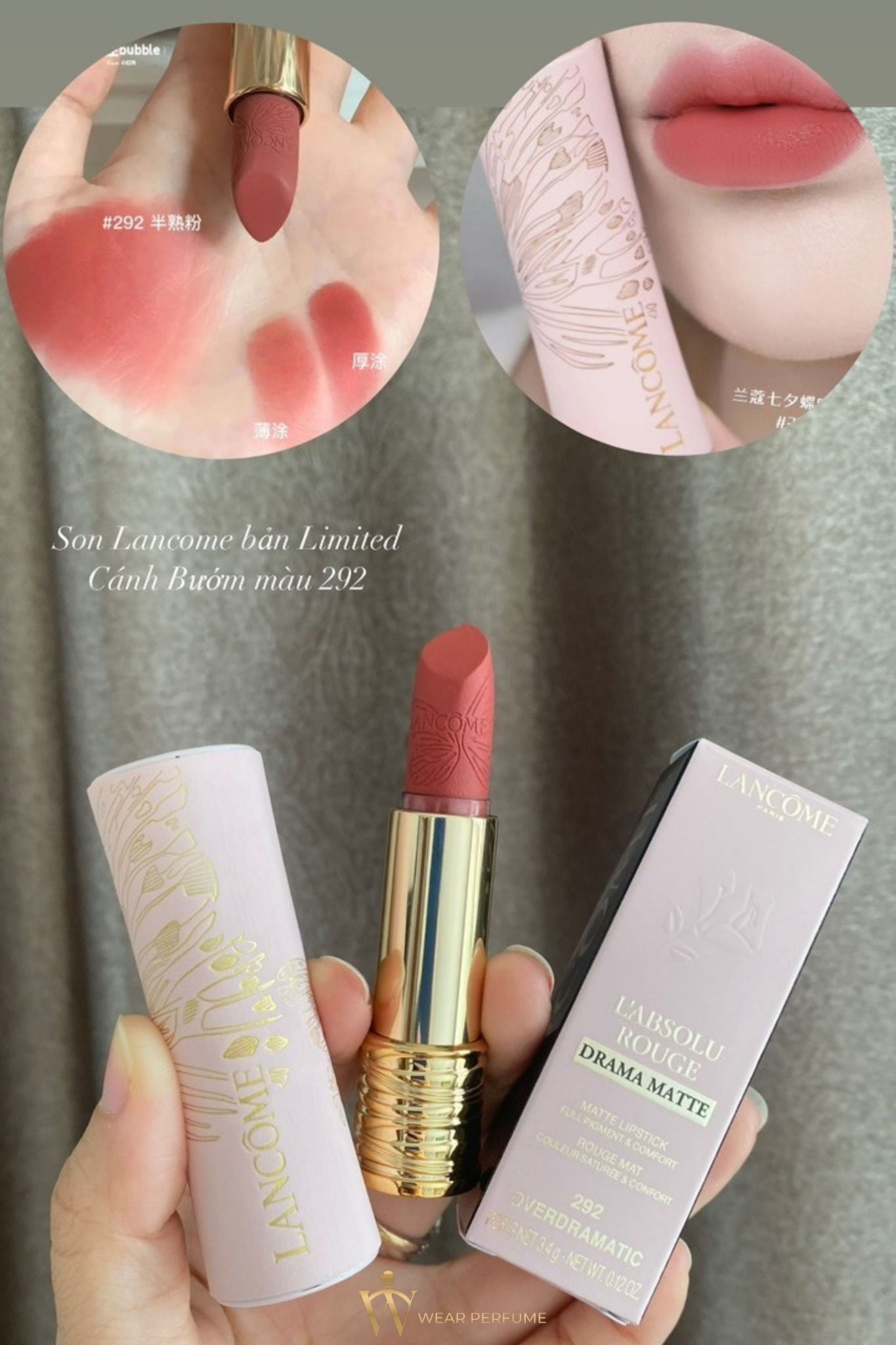  Son Lancome Matte 292 Overdramatic - Màu Hồng Đất (Phiên Bản Giới Hạn) 