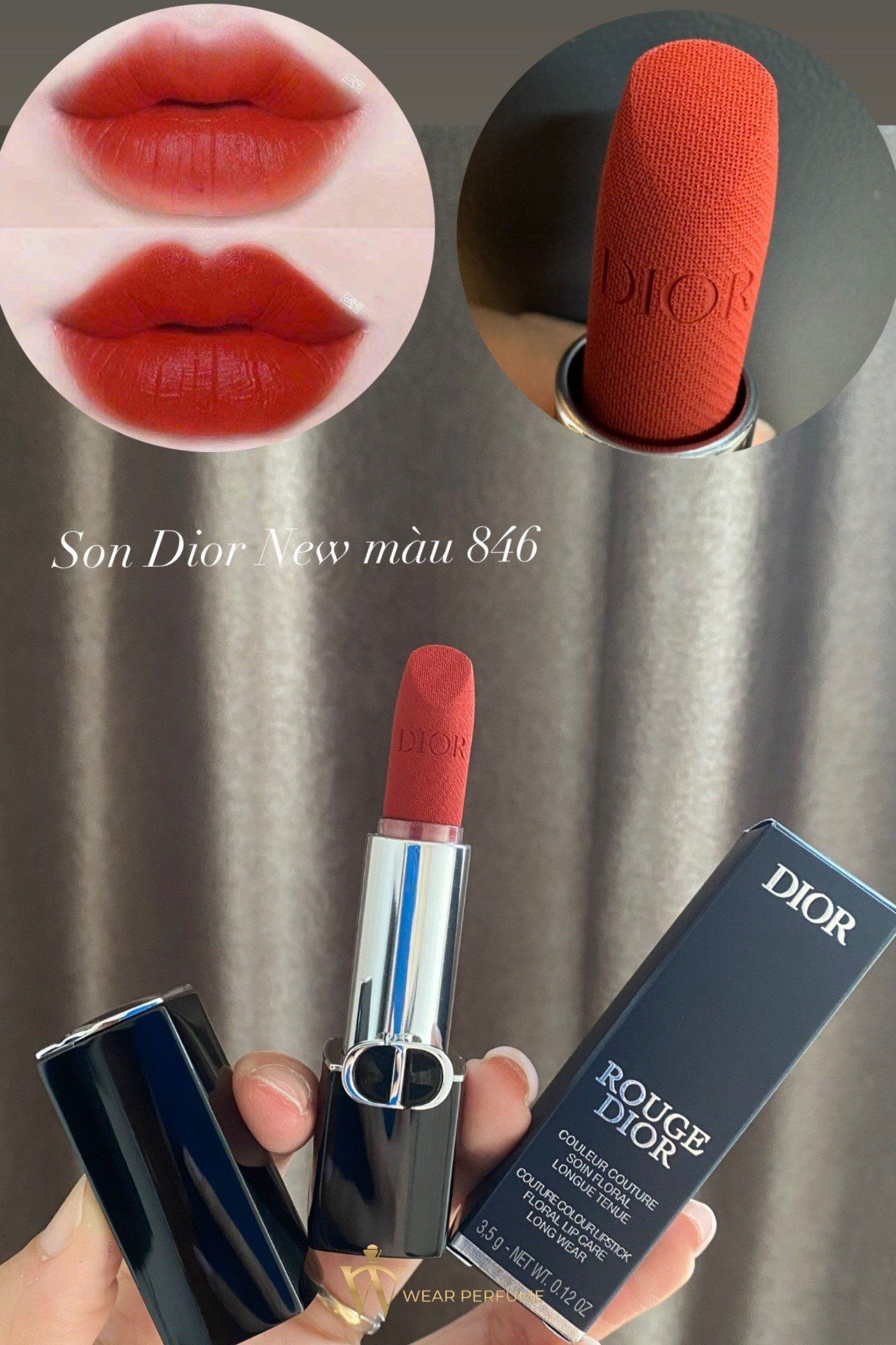  Son Dior Rouge New Matte 846 Concorde - Màu Đỏ Cam Cháy (2024) 