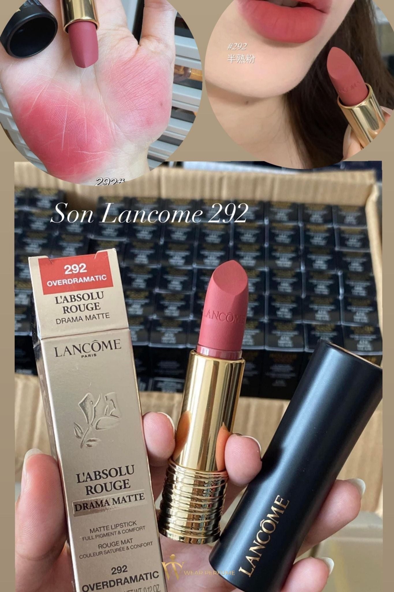  Son Lancome L'absolu Rouge Drama Matte 292 Overdramatic - Màu Hồng Đất 