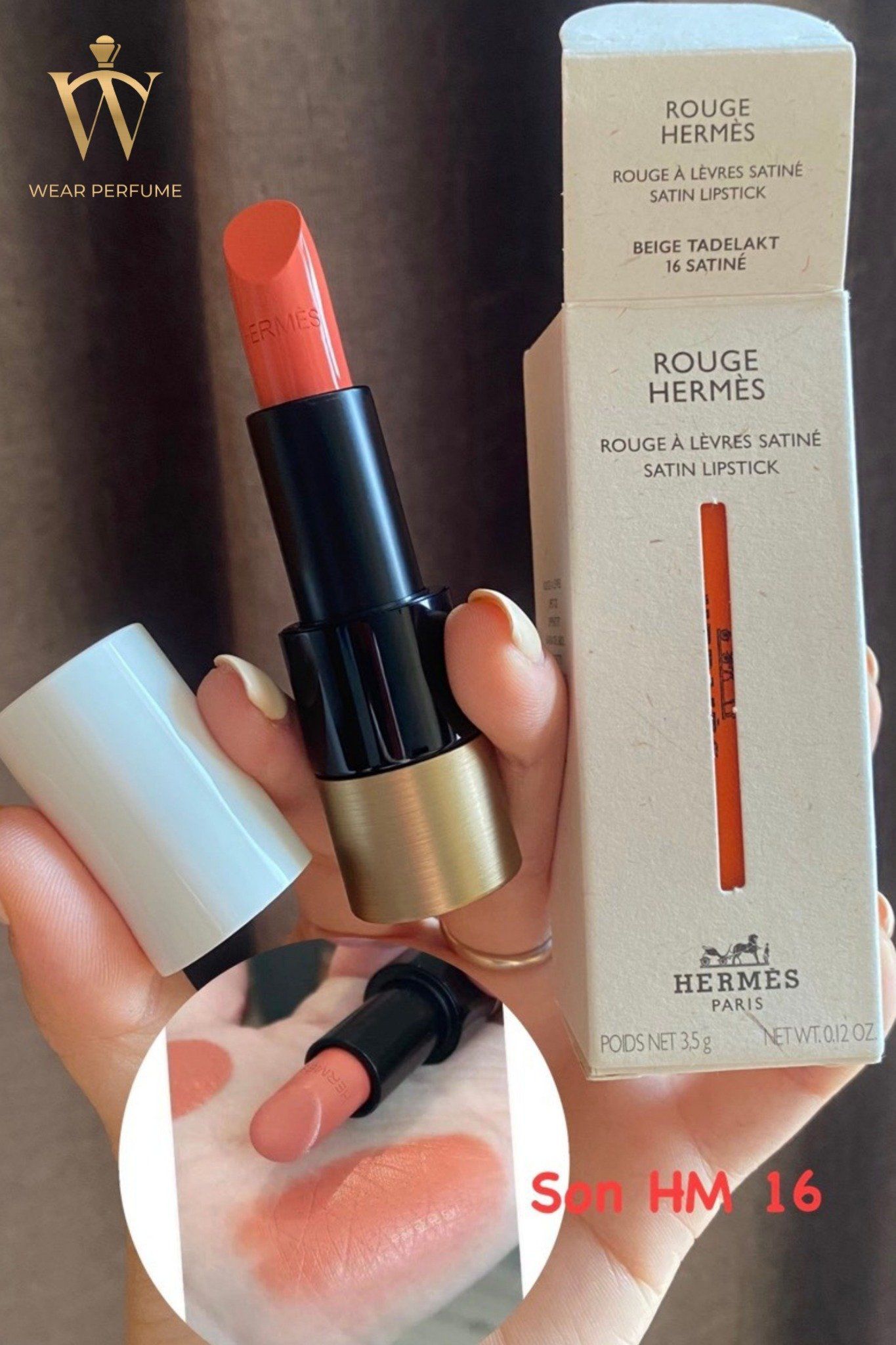  Son Hermes Rouge À Lèvres Satin 16 Beige Tadelakt - Màu Cam Đất 