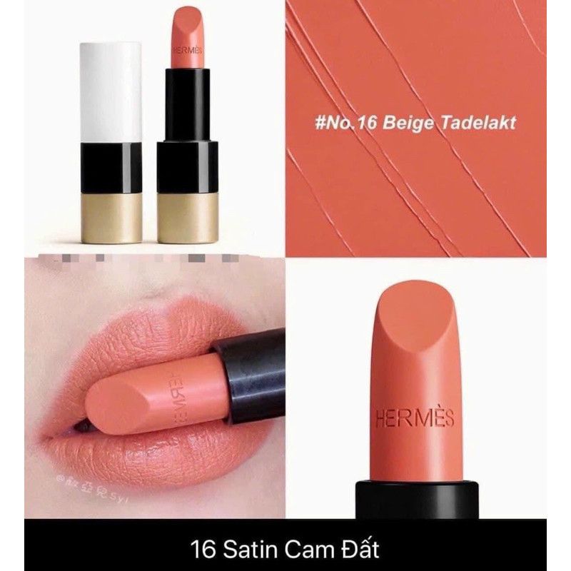  Son Hermes Rouge À Lèvres Satin 16 Beige Tadelakt - Màu Cam Đất 