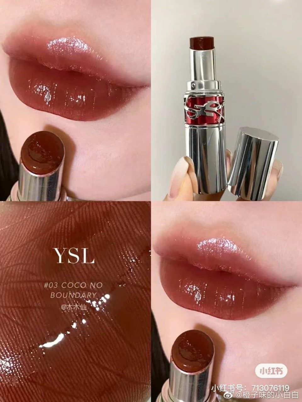  Son YSL Rouge Volupte Candy Glaze 3 Cacao No Boundary – Màu Đỏ Nâu 