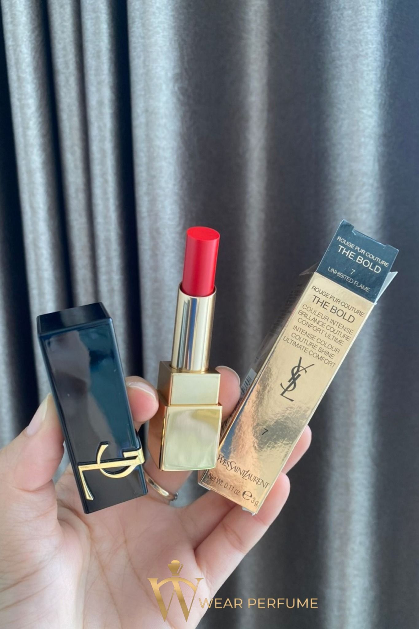  Son YSL The Bold 07 Unhibited Flame - Đỏ Tươi Ánh Cam 