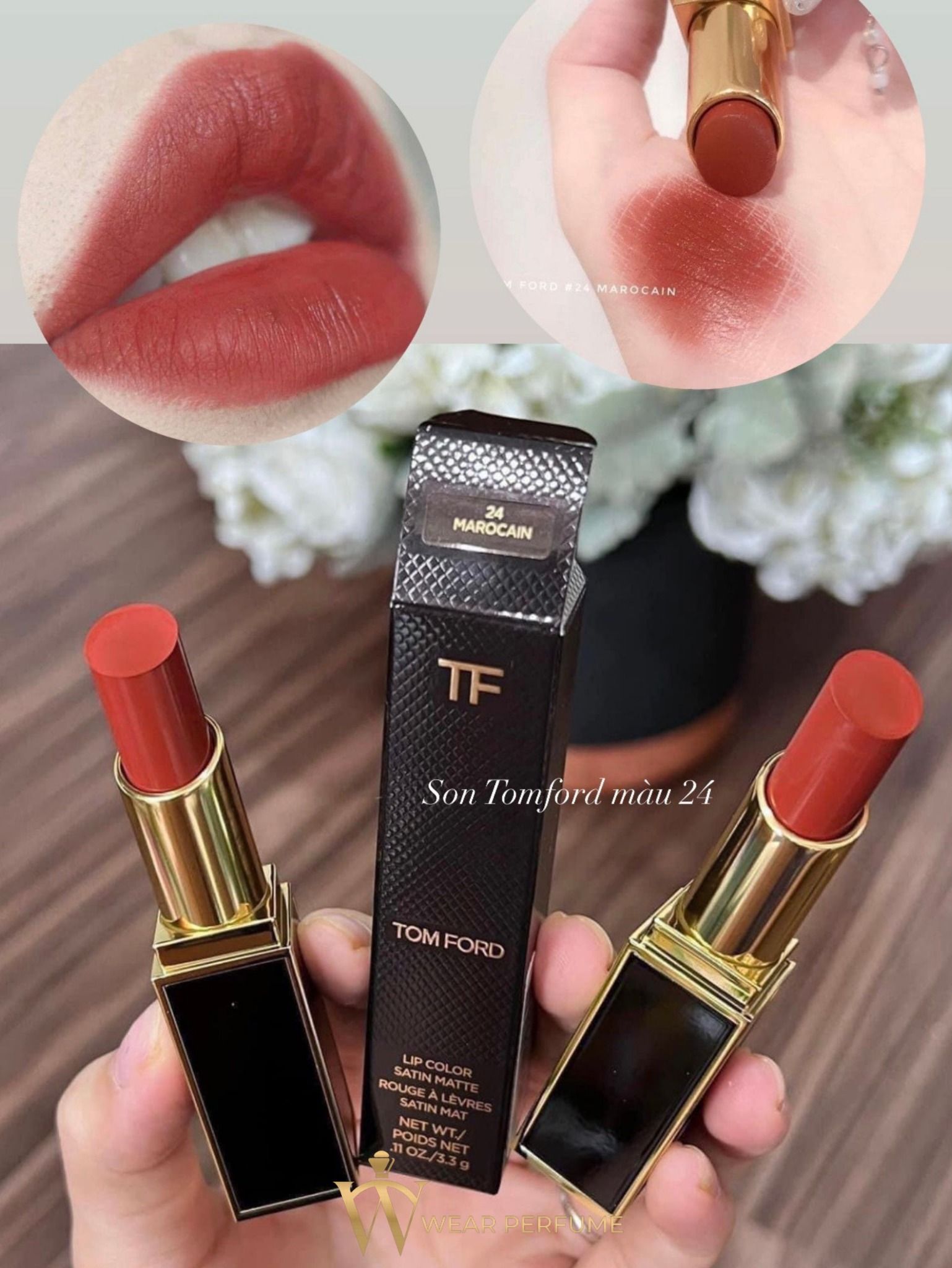  Son Tom Ford 24 Marocain Satin Matte Màu Đỏ Đất 
