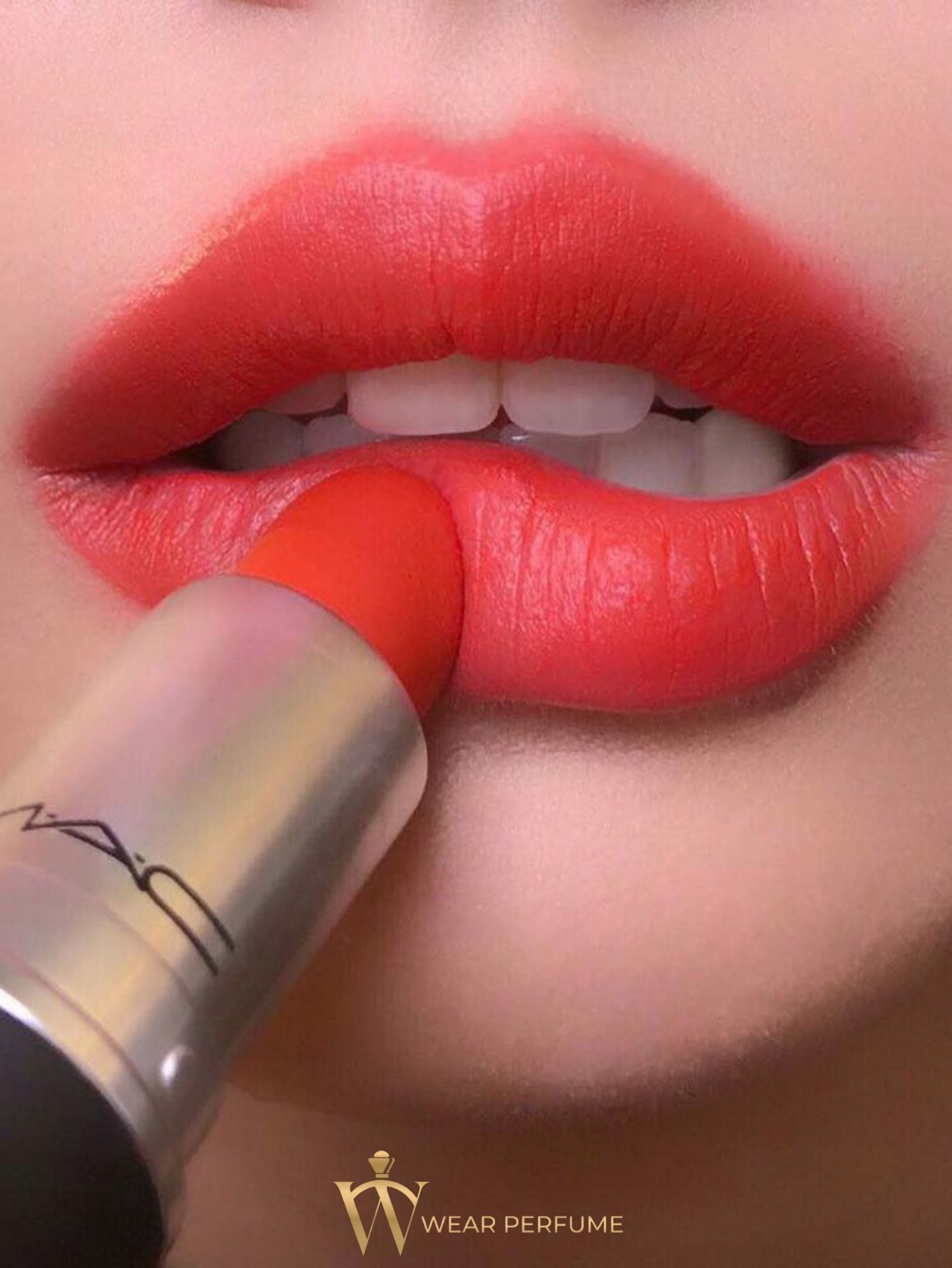  Son MAC Powder Kiss Lipstick Màu 303 Style Shocked - Đỏ Cam 