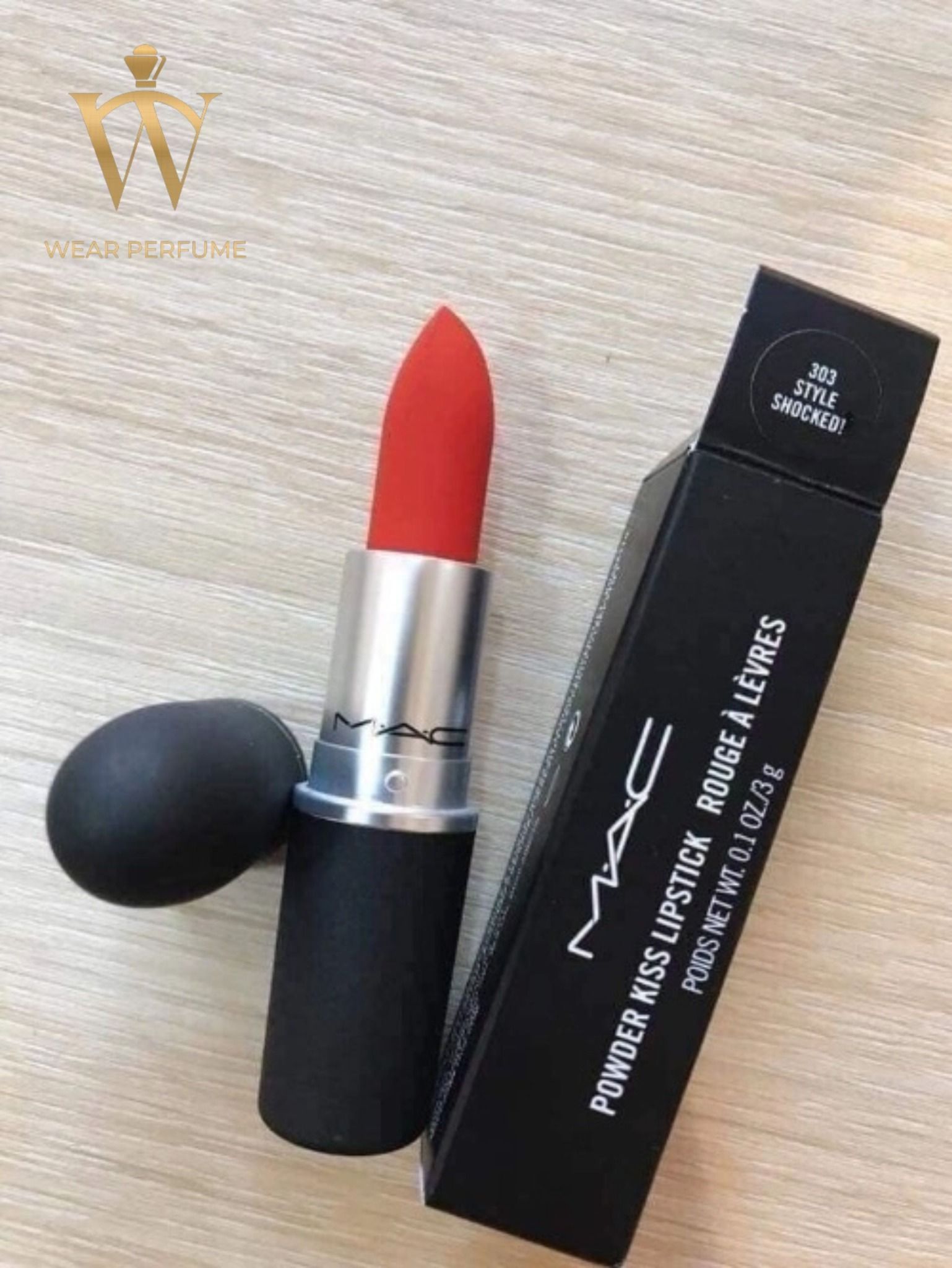  Son MAC Powder Kiss Lipstick Màu 303 Style Shocked - Đỏ Cam 