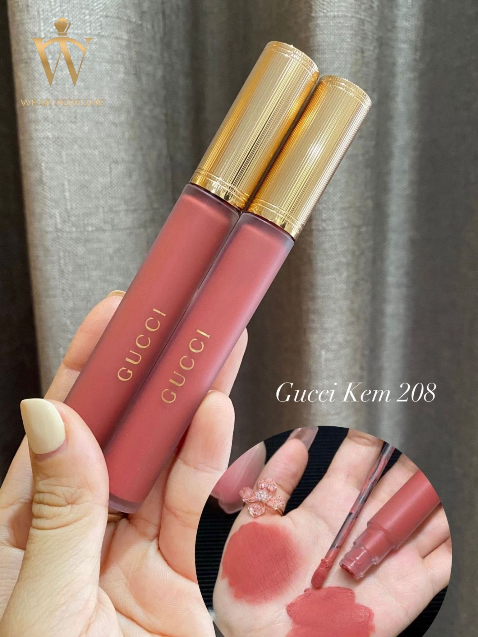  Son Kem Lì Gucci Rouge Liquid Matte Màu 208 They Met in Argentina - Hồng Đất 