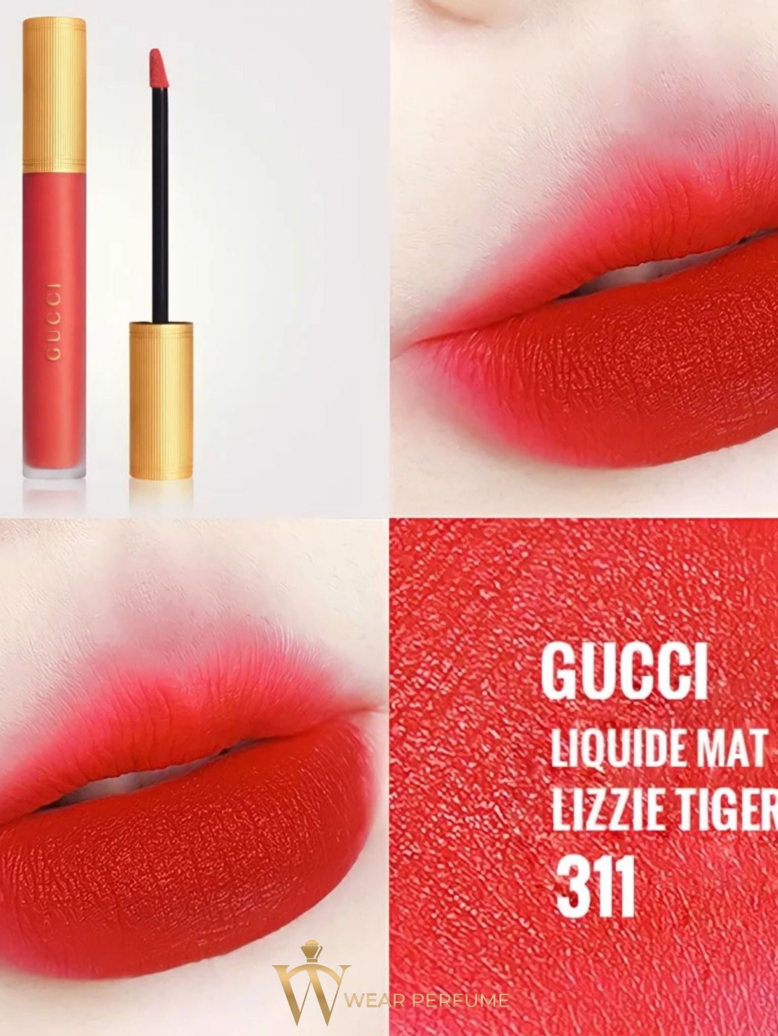  Son Kem Lì Gucci Rouge Liquid Matte Màu 311 Lizzie Tiger (New 2022) - Đỏ Cam 