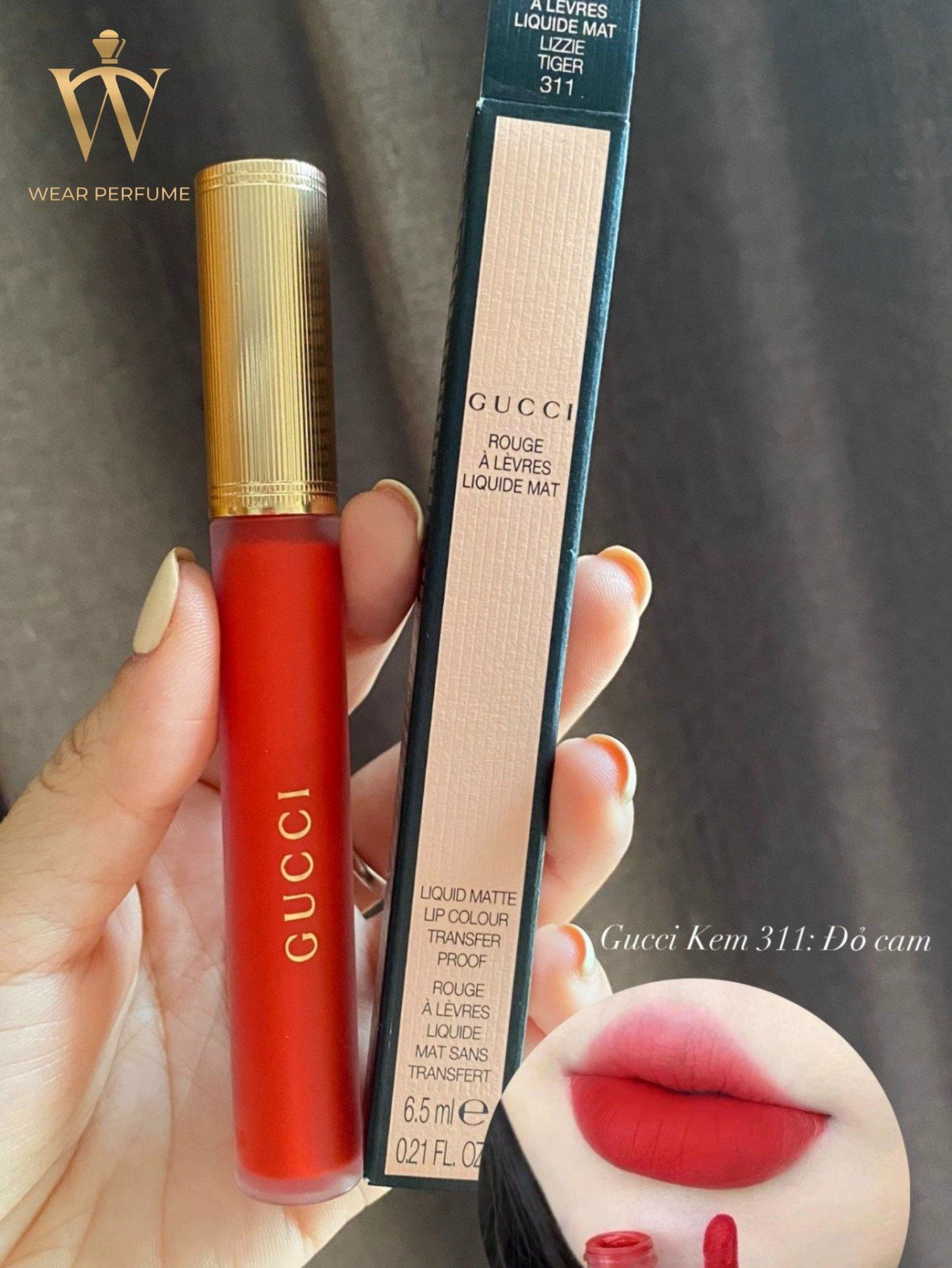  Son Kem Lì Gucci Rouge Liquid Matte Màu 311 Lizzie Tiger (New 2022) - Đỏ Cam 