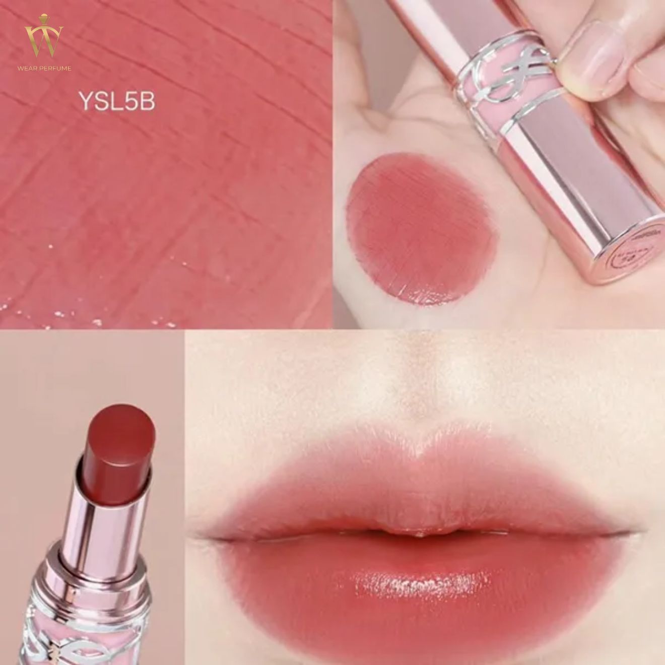  Son YSL Loveshine Candy Glow 5B Nude Crush - Màu Đỏ Nâu 