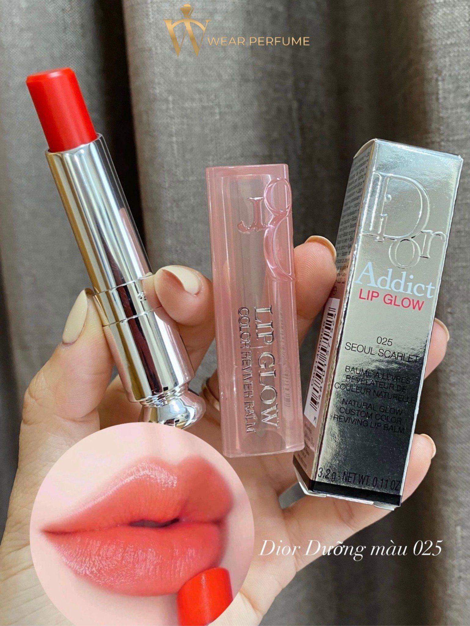 Son Dưỡng Dior Addict Lip Glow bản mới 2021  màu 025 màu Seoul Scarlet đỏ  cam   Shopee Việt Nam