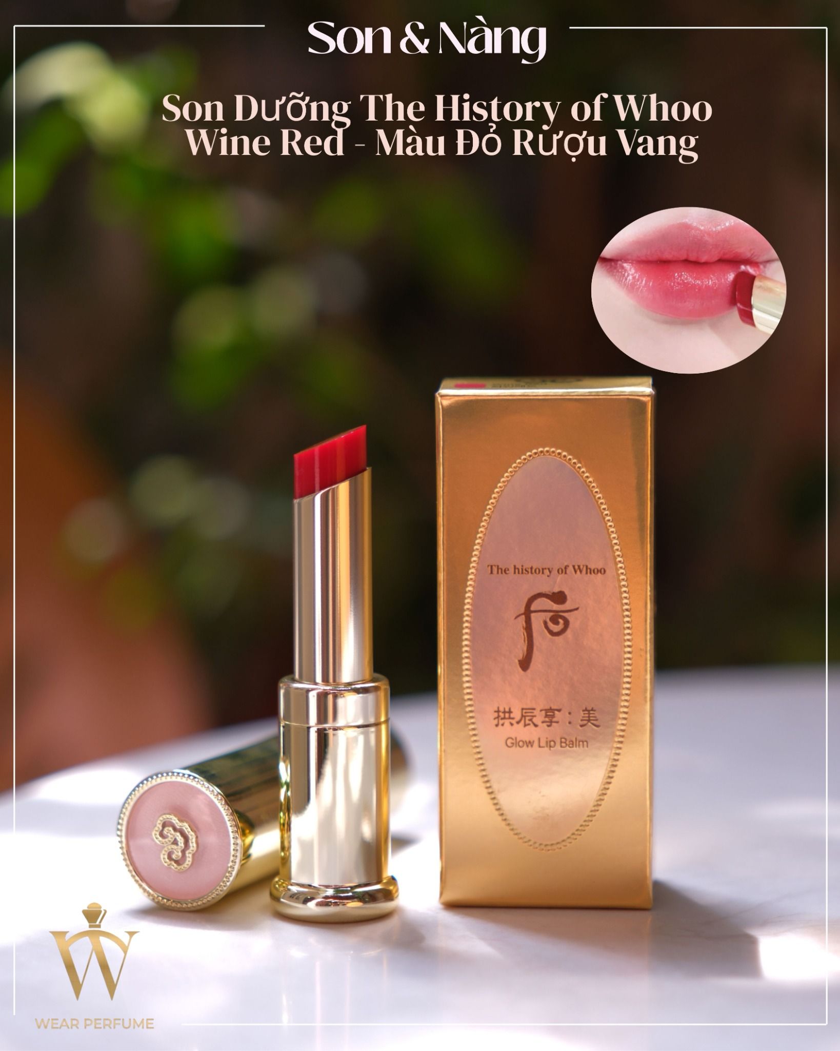  Son Dưỡng Đông y The History of Whoo Gongjinhyang Mi Glow Lip Balm (Wine Red) - Màu Đỏ rượu vang 