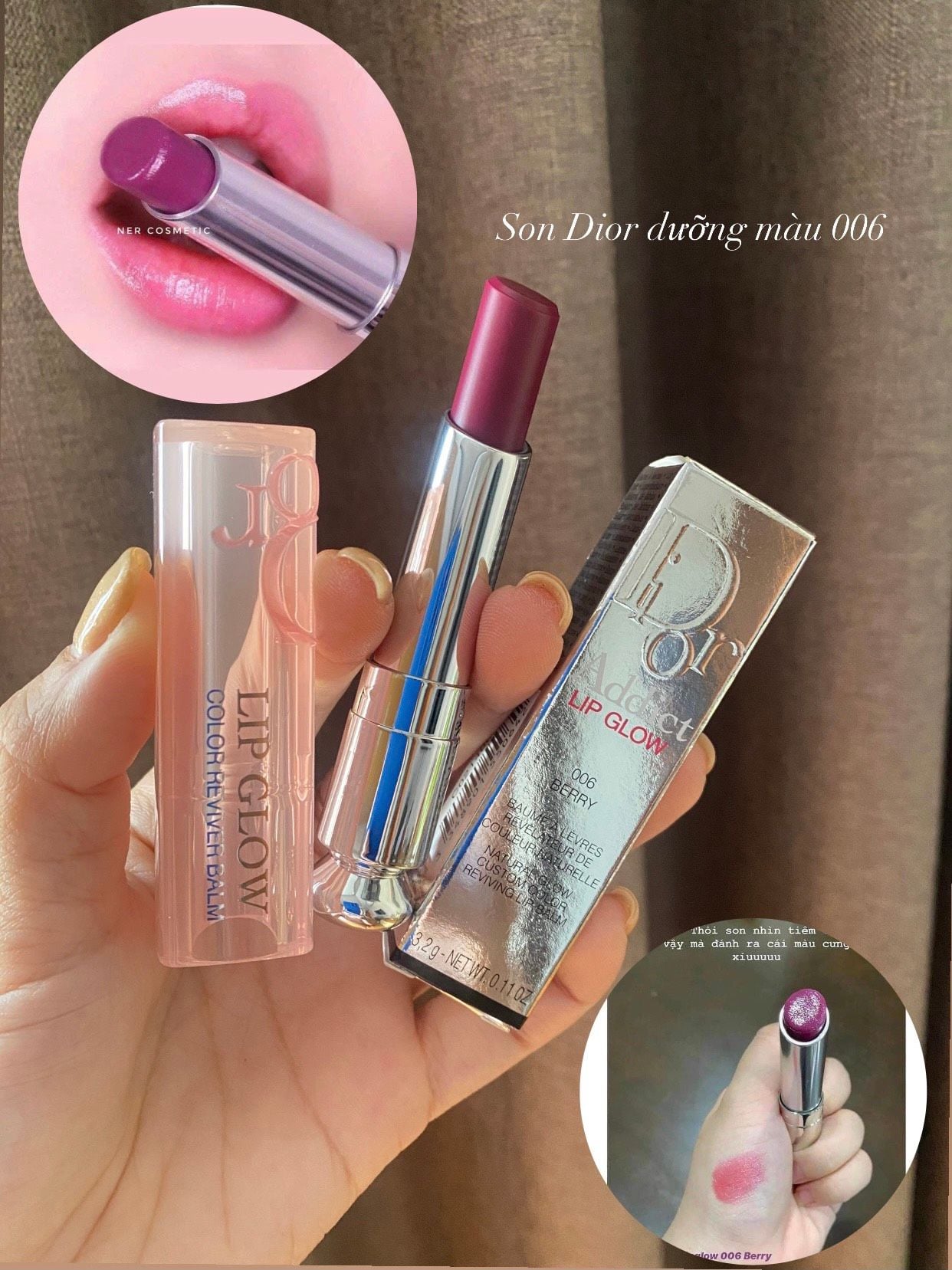  Son Dưỡng Dior Addict Lip Glow Màu 006 Berry -  Hồng Tím 