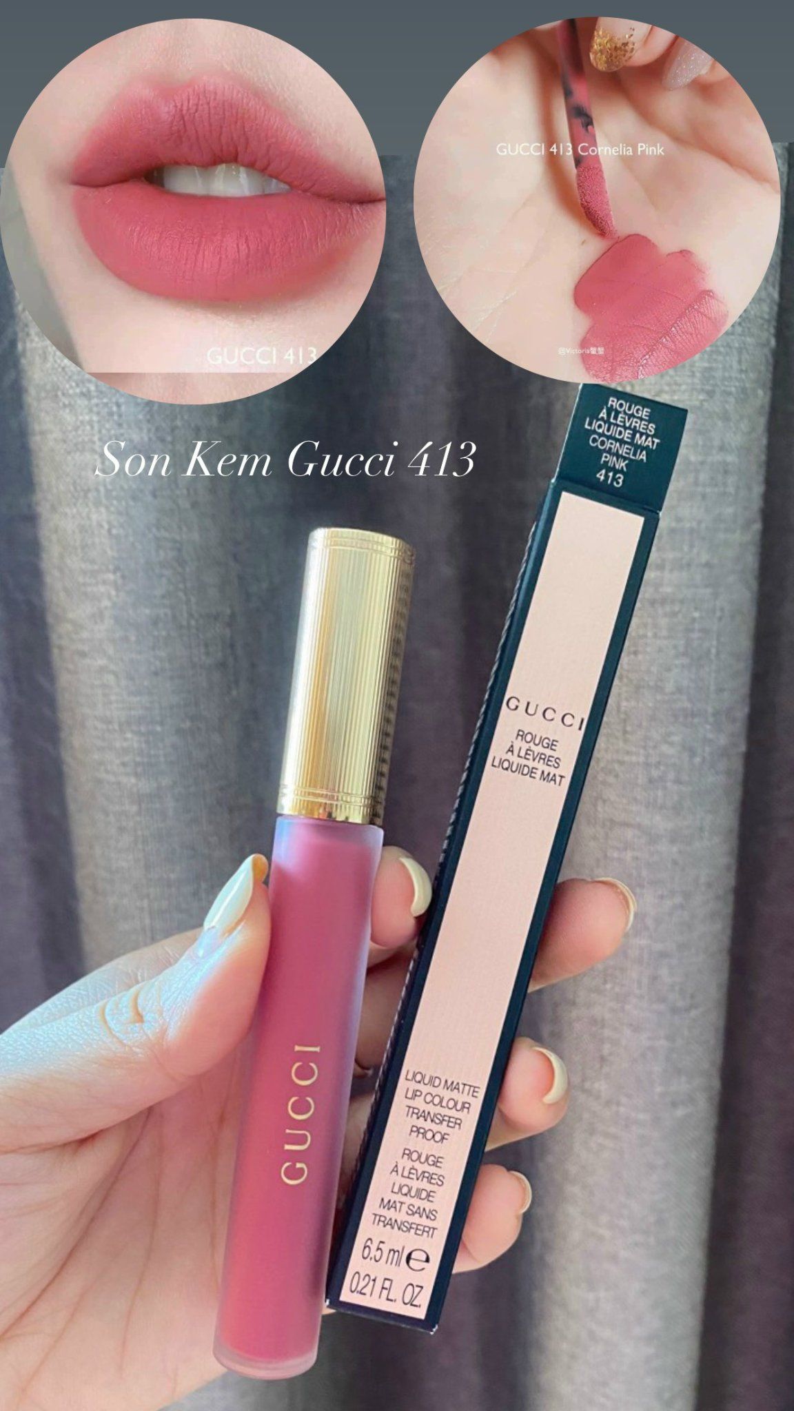  Son Kem Gucci 413 Cornelia Pink Rouge À Lèvres Liquid Matte - Hồng Khô 