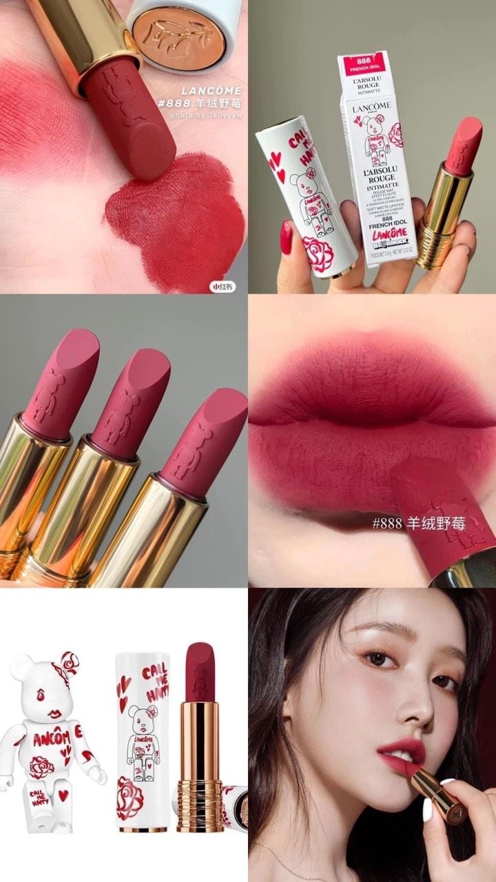  Son Lancome x Bearbrick 888 French Idol (Phiên Bản Giới Hạn) -  Đỏ Cherry 