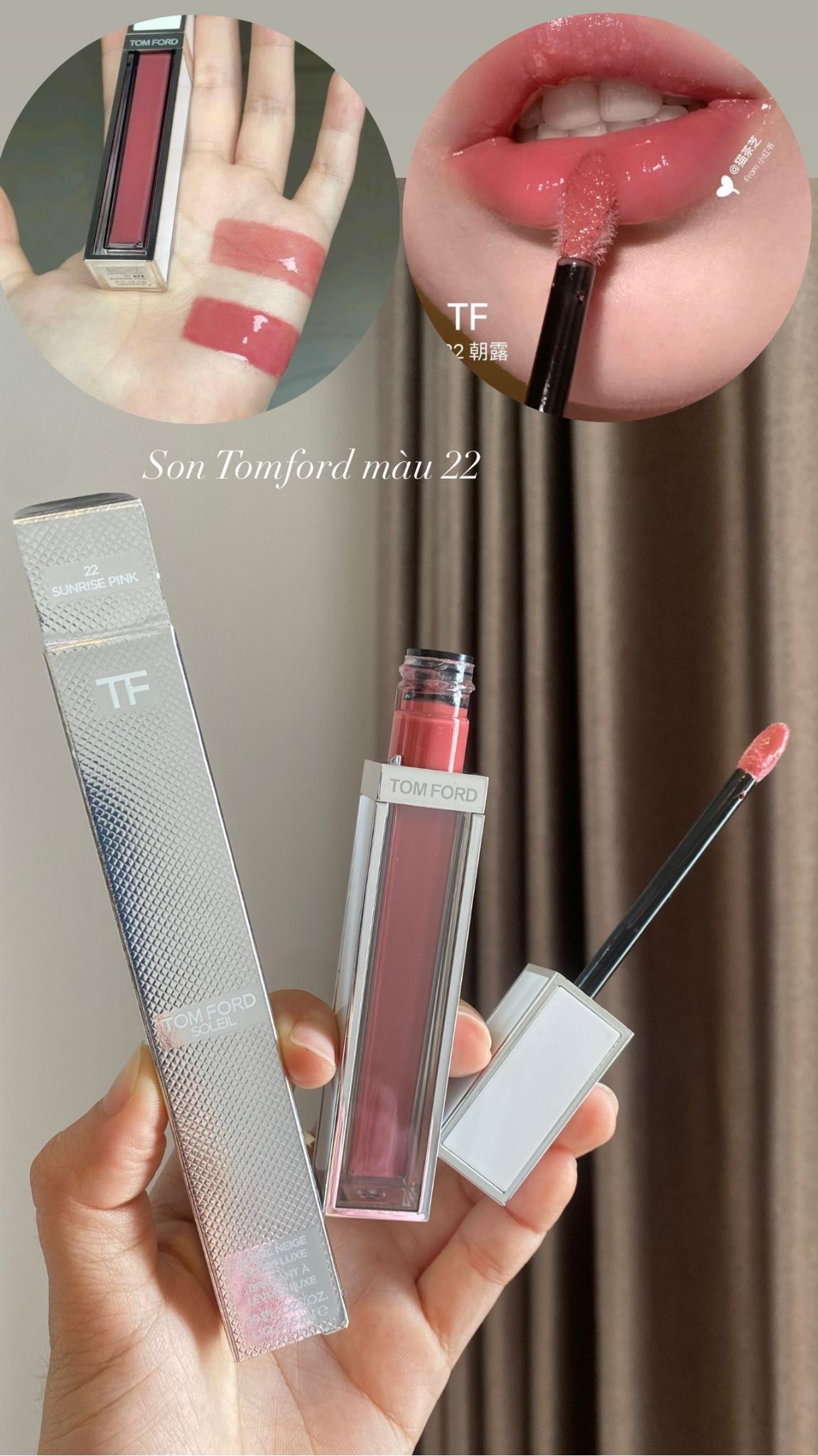  Son Kem Tom Ford Gloss Luxe Lip Gloss 22 Sunrise Pink - Màu Hồng Đất Baby 