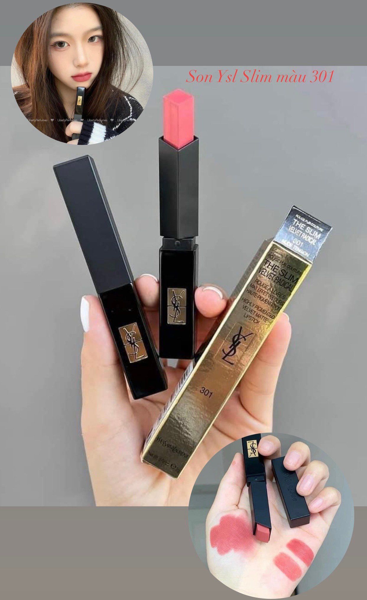  Son YSL The Slim Velvet Radical 301 Nude Tension - Màu Hồng Đất 
