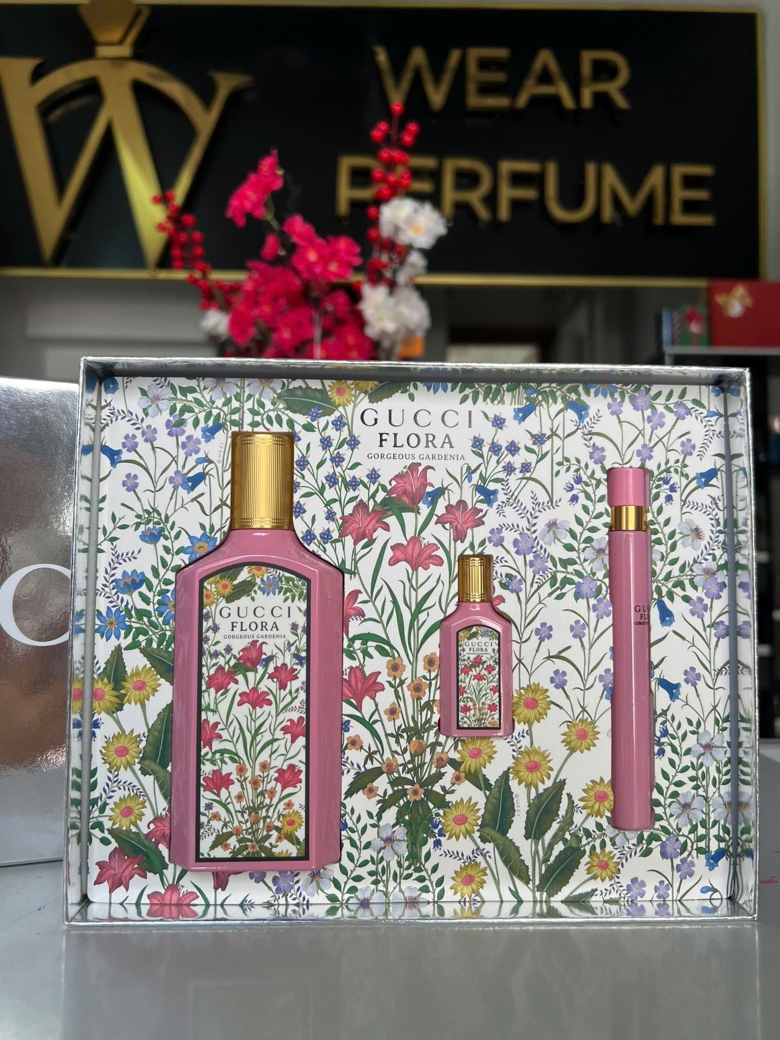  Gift Set Gucci Flora Gorgeous Gardenia Eau de Parfum 3pcs ( EDP 100ml & EDP 5ml & EDP 10ml ) 