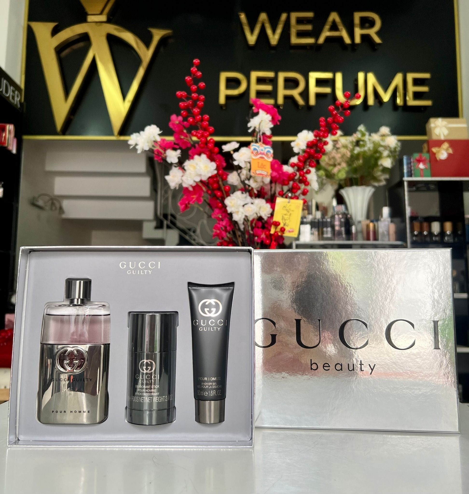  GiftSet Nước Hoa Gucci Guilty Pour Homme EDT ( 90ML + 50ML+ Lăn Khử Mùi ) 