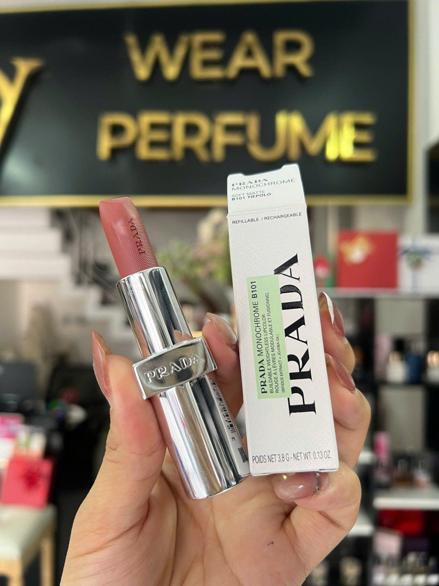  Son Thỏi Prada Monochrome Hyper Matte B101 Tiepolo - Hồng Cam Đất 