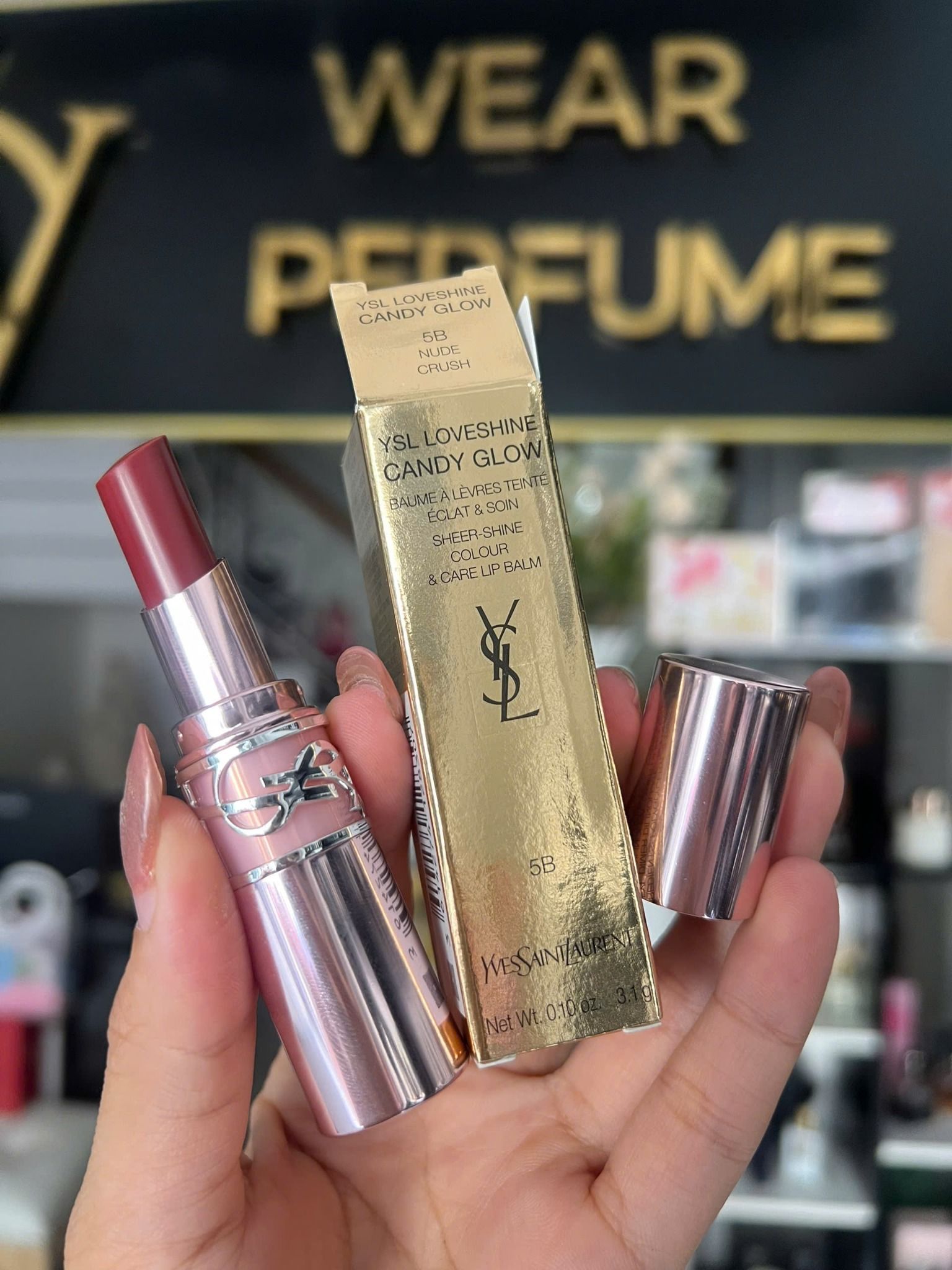  Son YSL Loveshine Candy Glow 5B Nude Crush - Màu Đỏ Nâu 