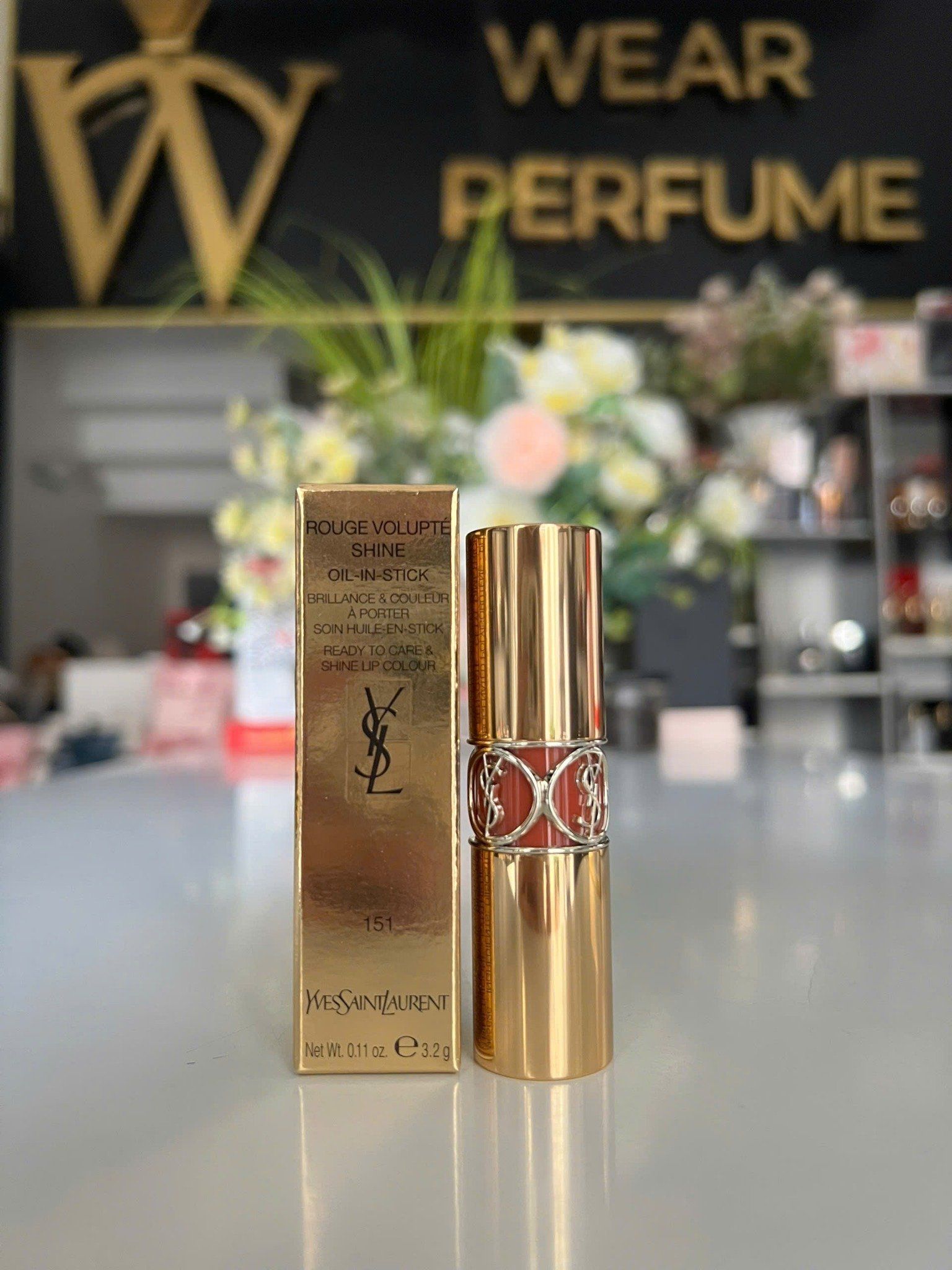  Son Yves Saint Laurent YSL Rouge Volupté Shine 151 Orange Caraco - Màu Cam Nude 